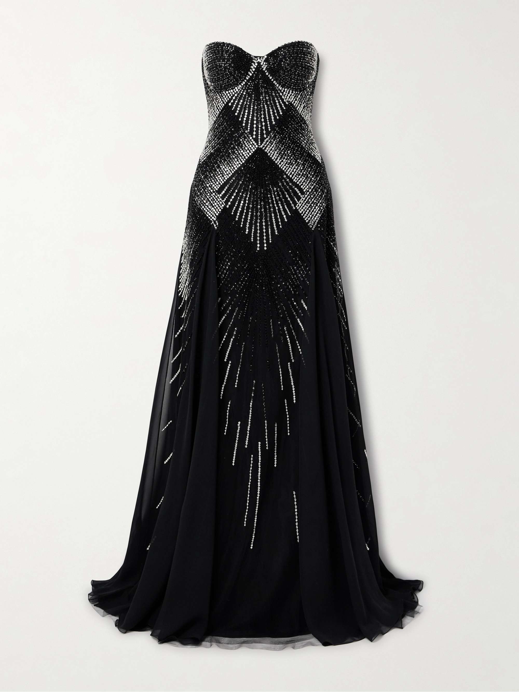 Strapless embellished tulle gown view