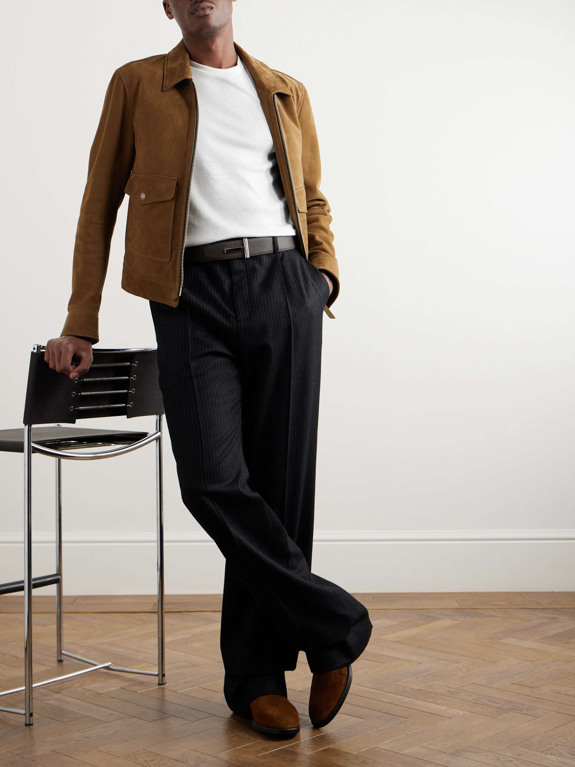 Placed Rib Slim-Fit Lyocell and Cotton-Blend T-Shirt view