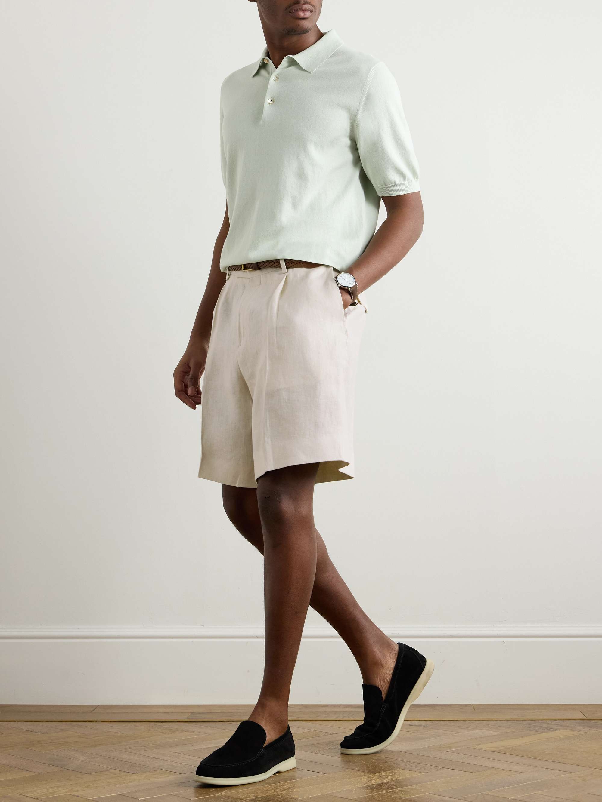 Aramis Straight-Leg Pleated Linen-Twill Bermuda Shorts view