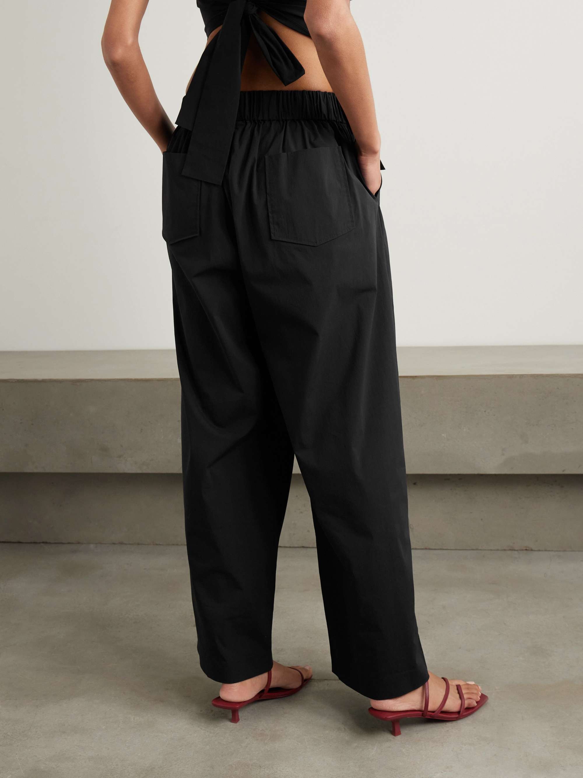 Crinkled cotton-blend wide-leg pants view