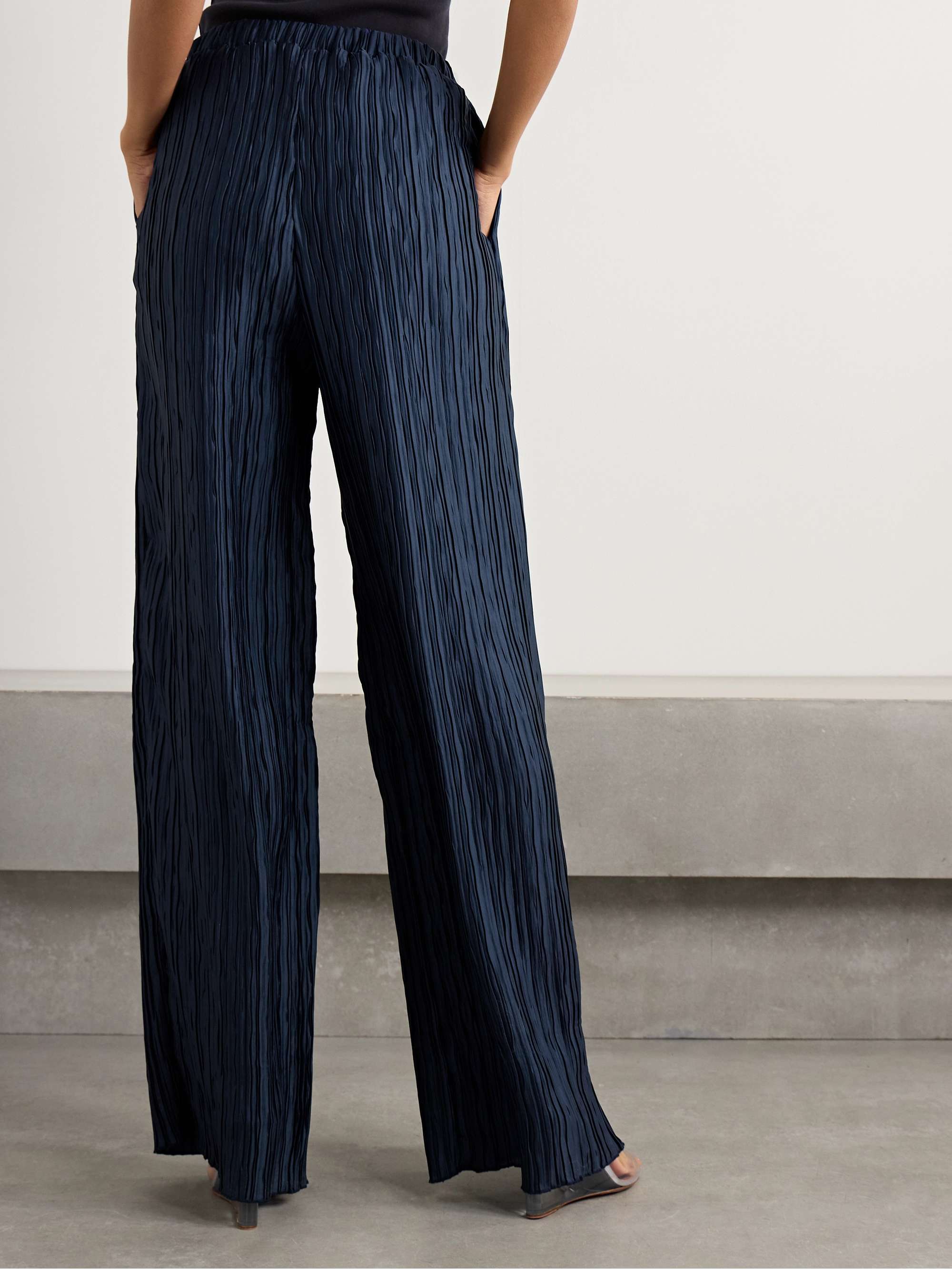 Mandrake plissé-satin wide-leg pants view
