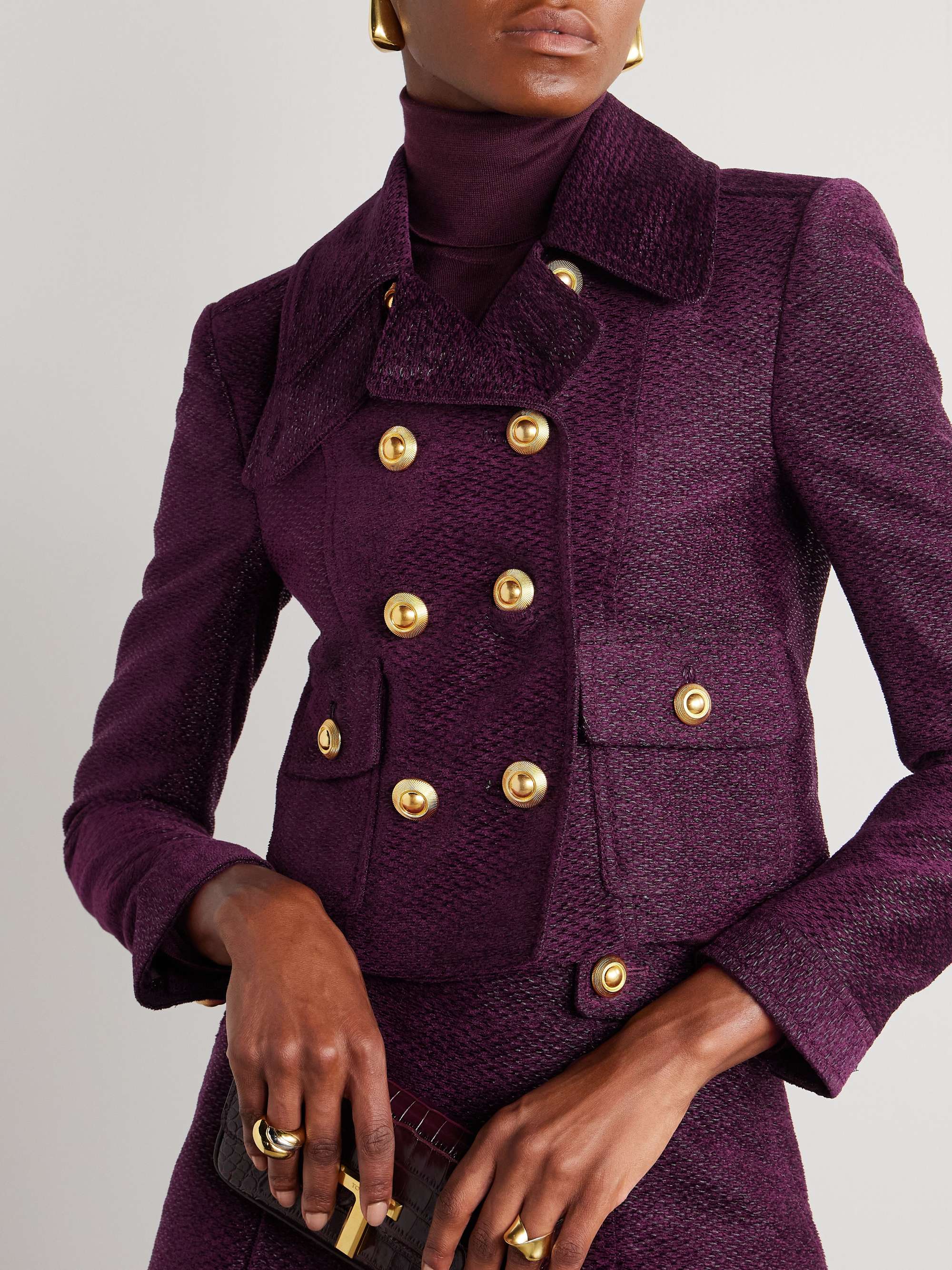 Double-breasted metallic tweed jacket view