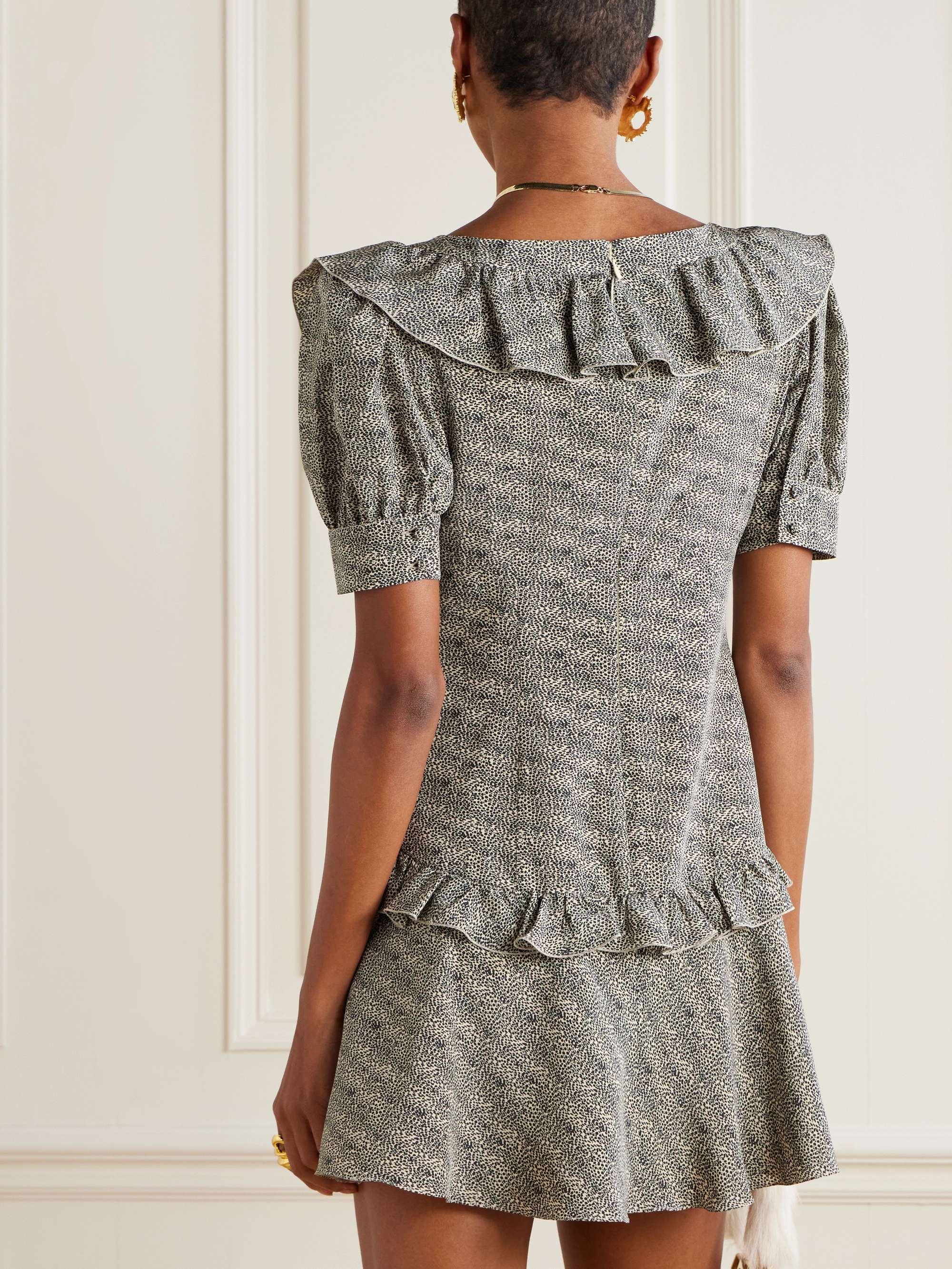 Tiered leopard-print silk mini dress view