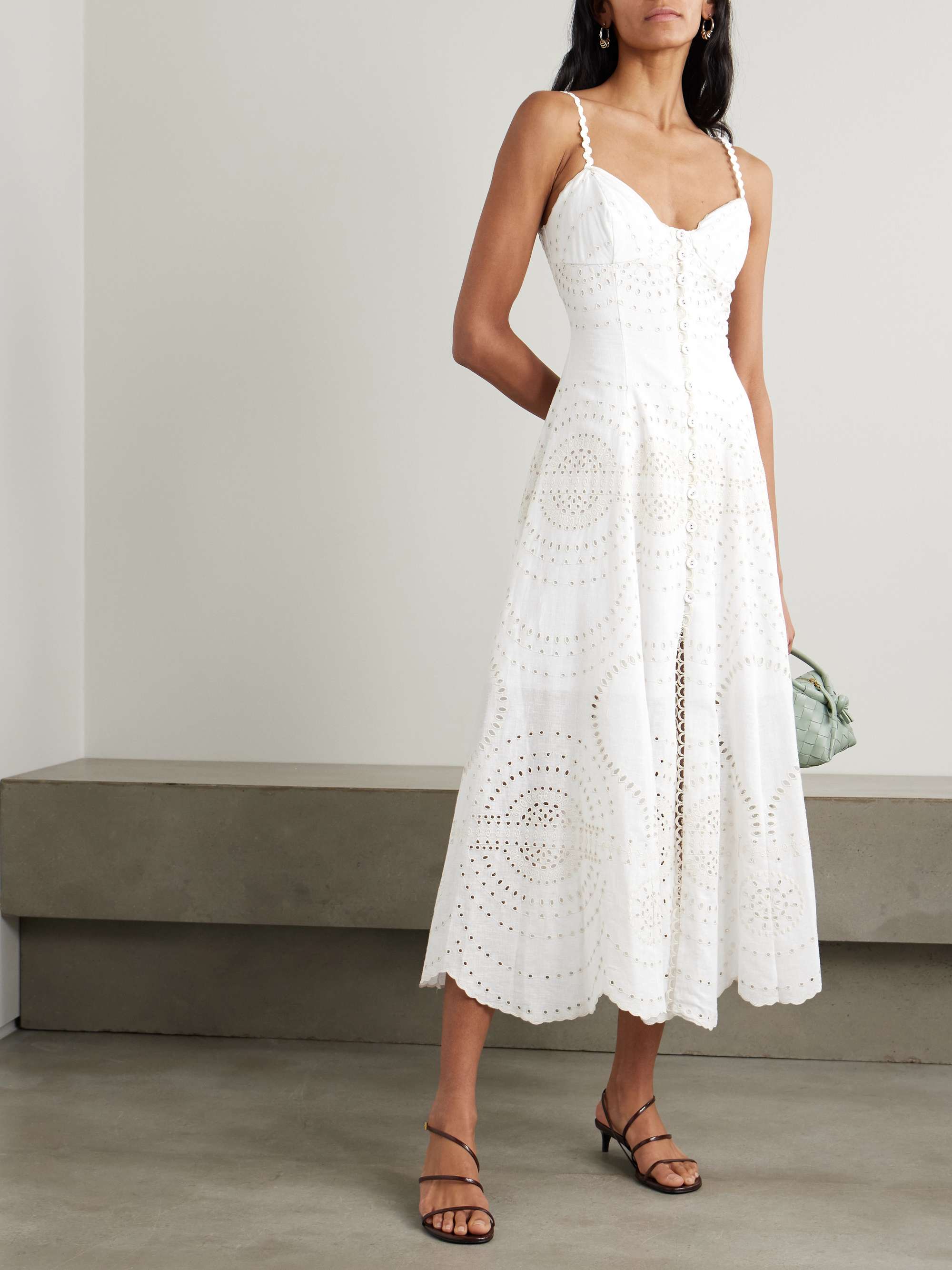 Catta scalloped broderie anglaise cotton-blend midi dress view