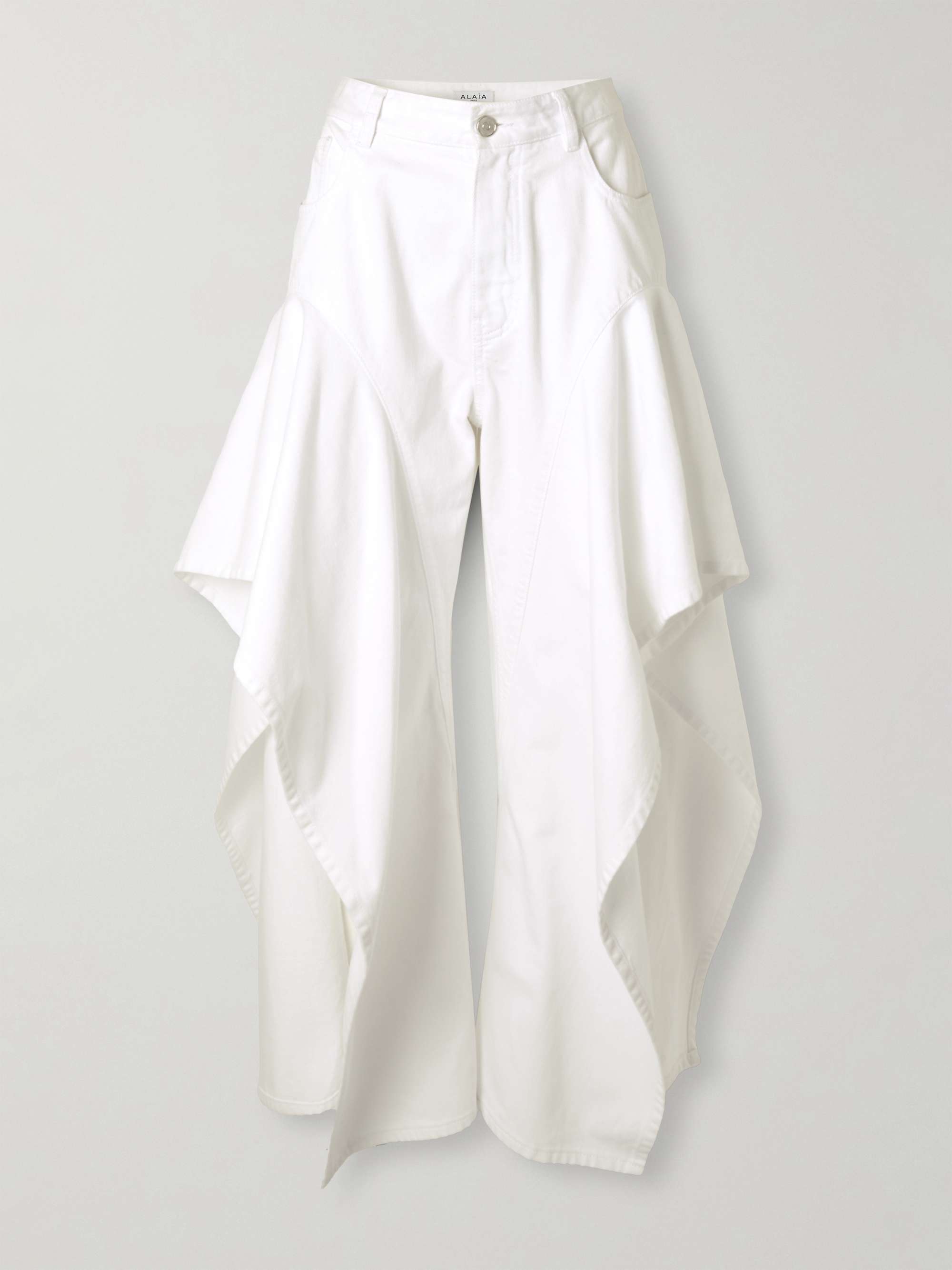 Ruffled mid-rise wide-leg jeans view