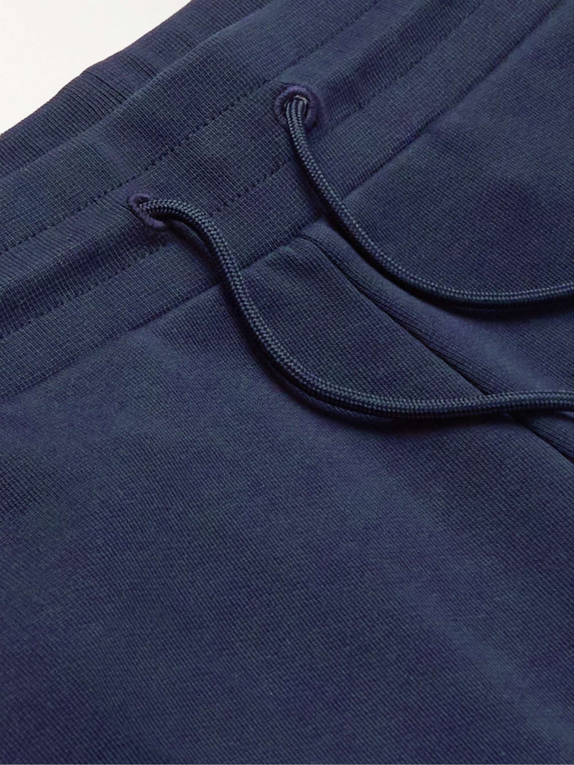 Tapered Logo-Appliquéd Shell-Trimmed Cotton-Jersey Sweatpants view