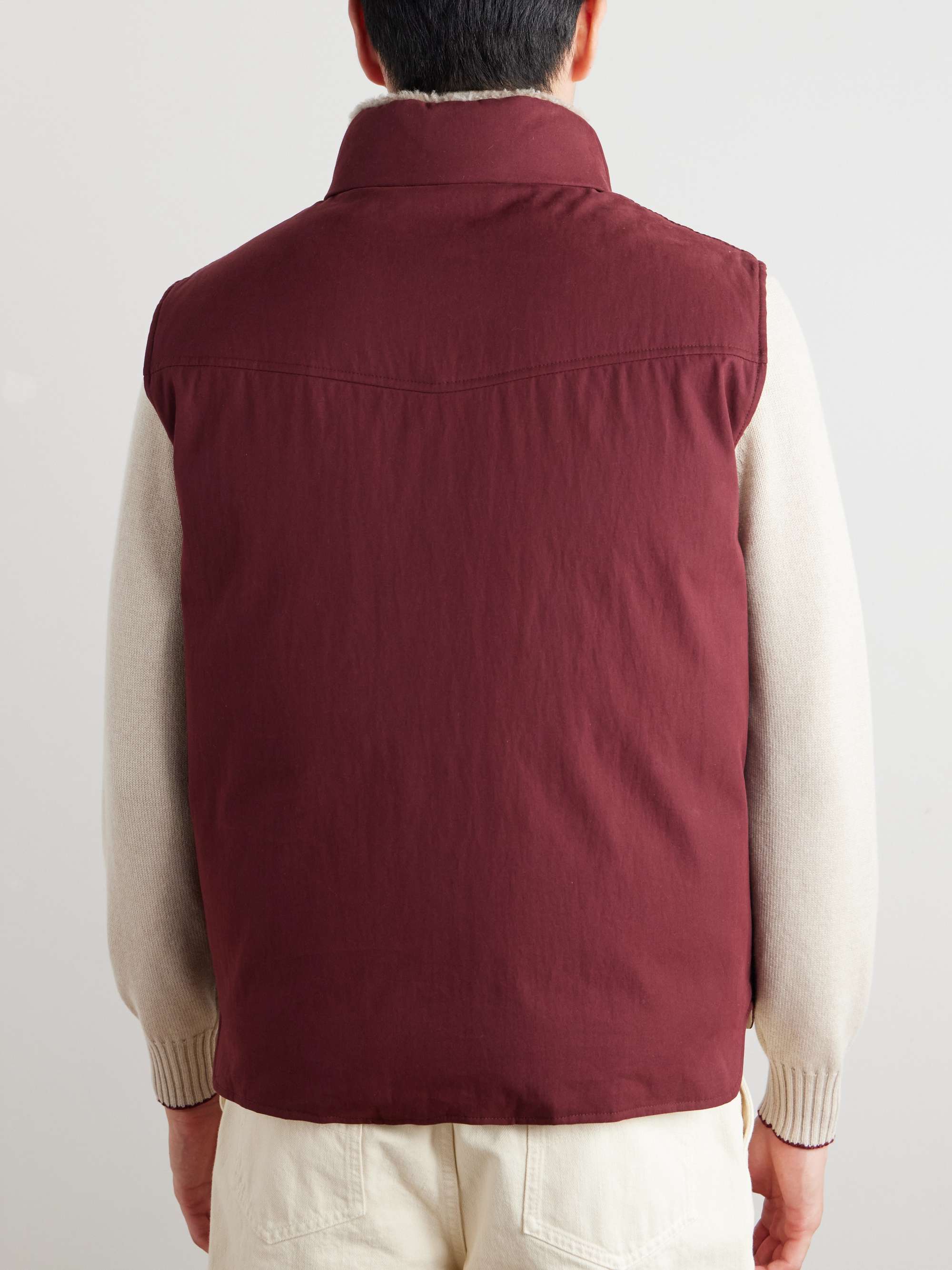 Shearling-Trimmed Cotton-Blend Twill Down Gilet view