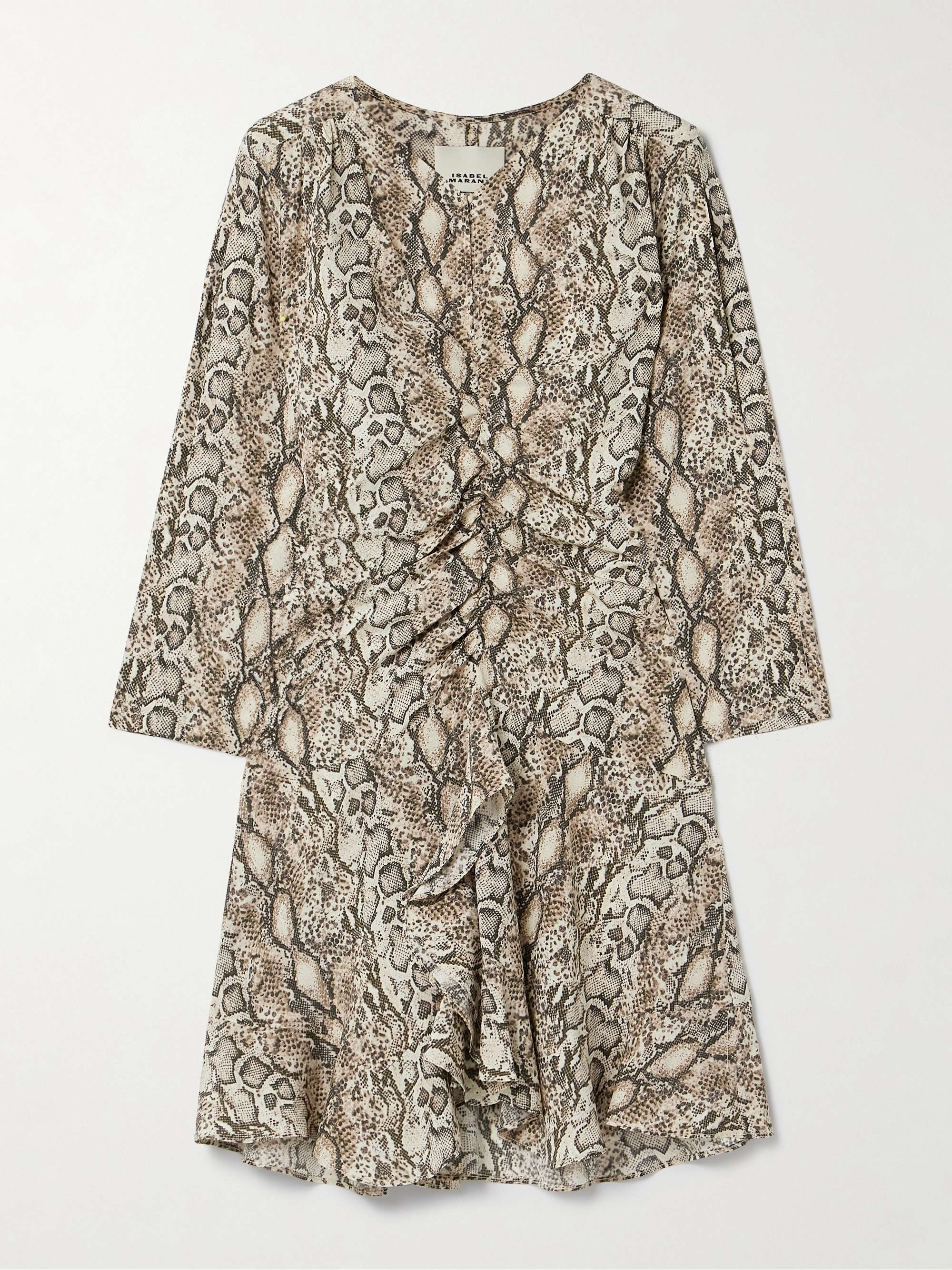 Octavia ruched snake-print silk-blend crepe mini dress view