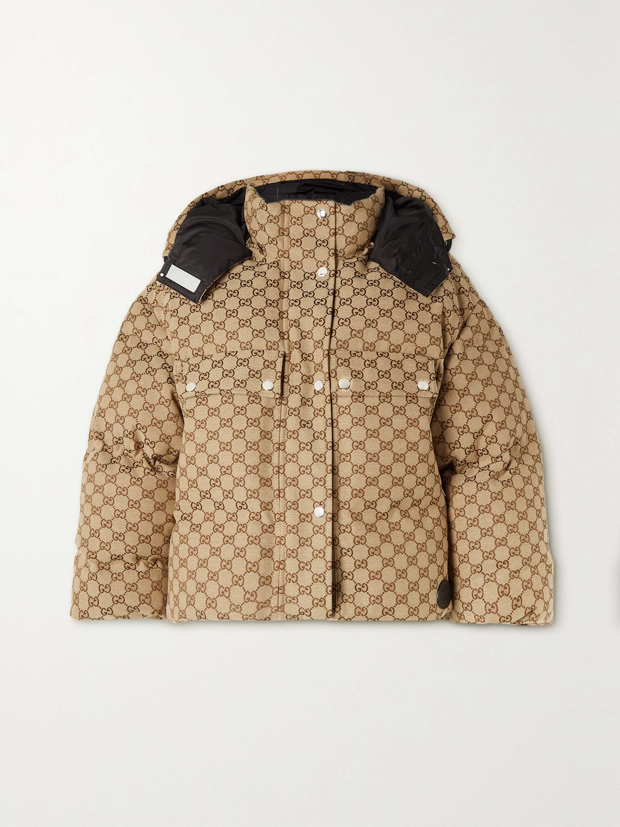 Hooded padded cotton-blend logo-jacquard down jacket view