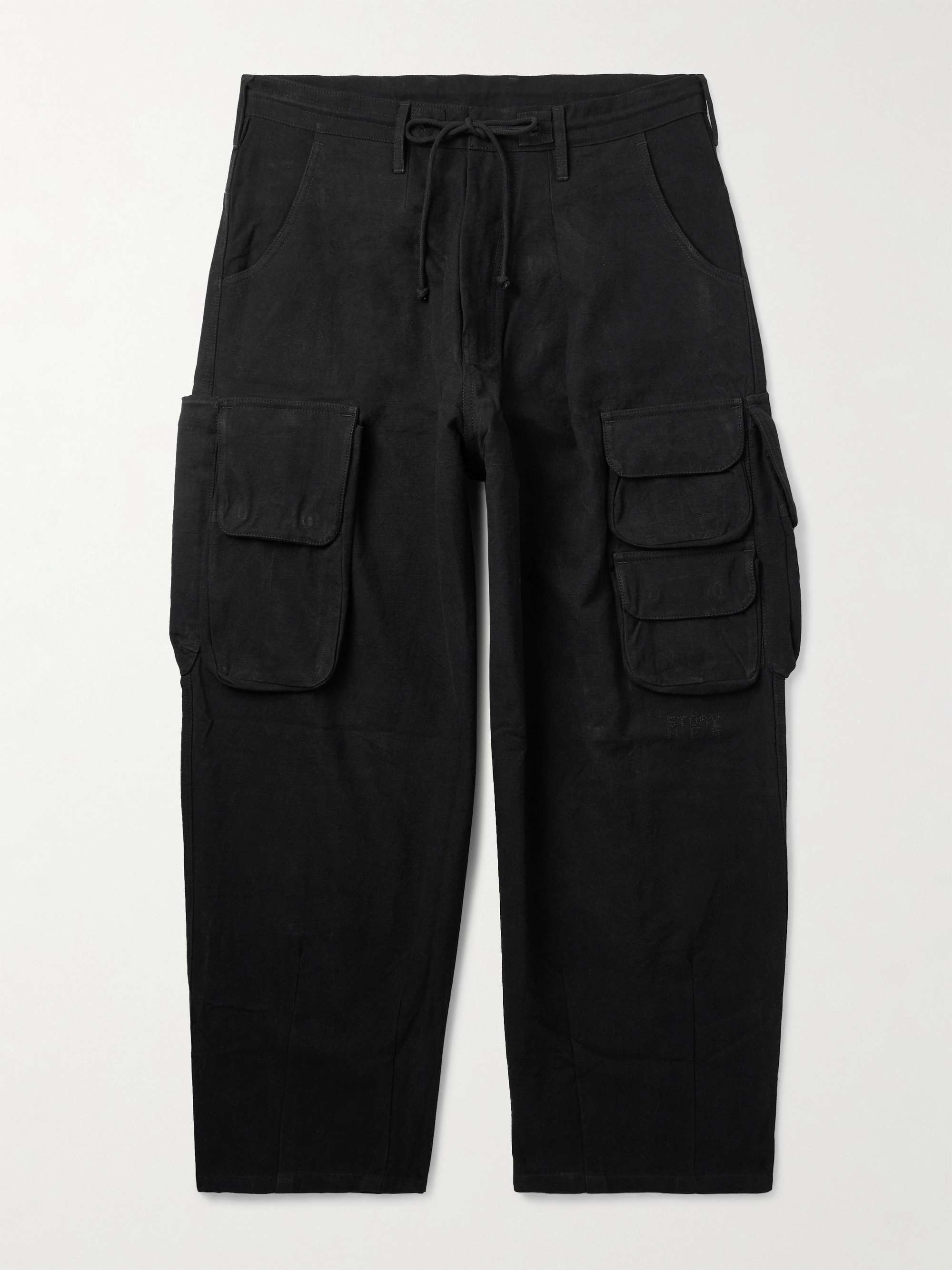 Forager Straight-Leg Pleated Organic Cotton Drawstring Cargo Trousers view