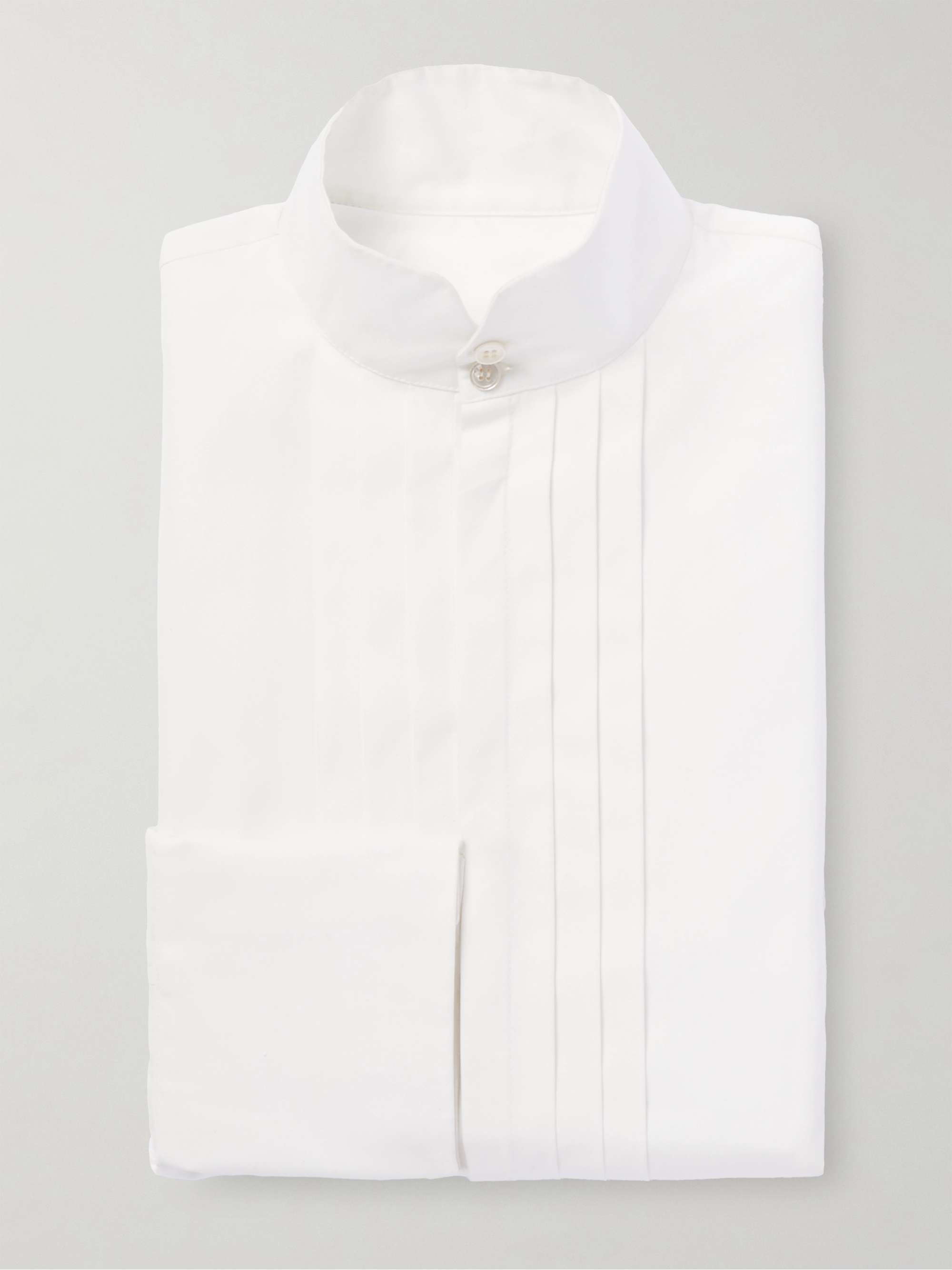 Grandad-Collar Bib-Front Cotton-Poplin Tuxedo Shirt view