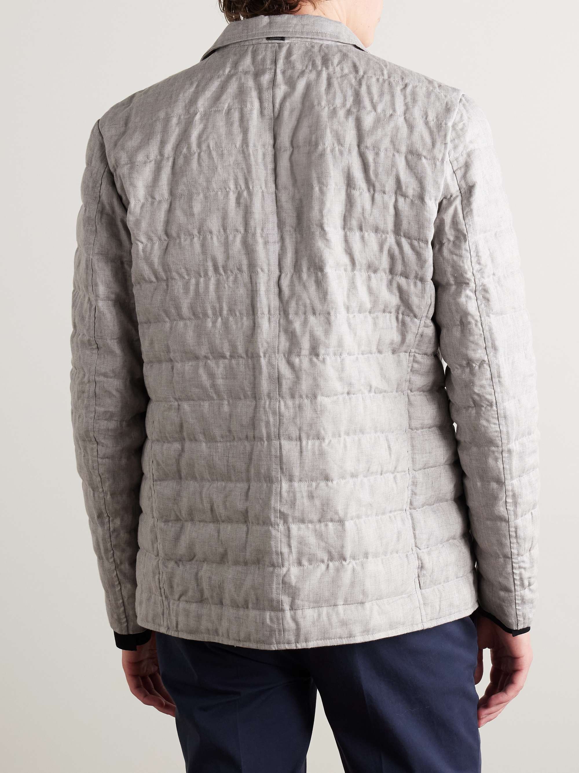 Slim-Fit Padded Quilted Linen Down Blazer view