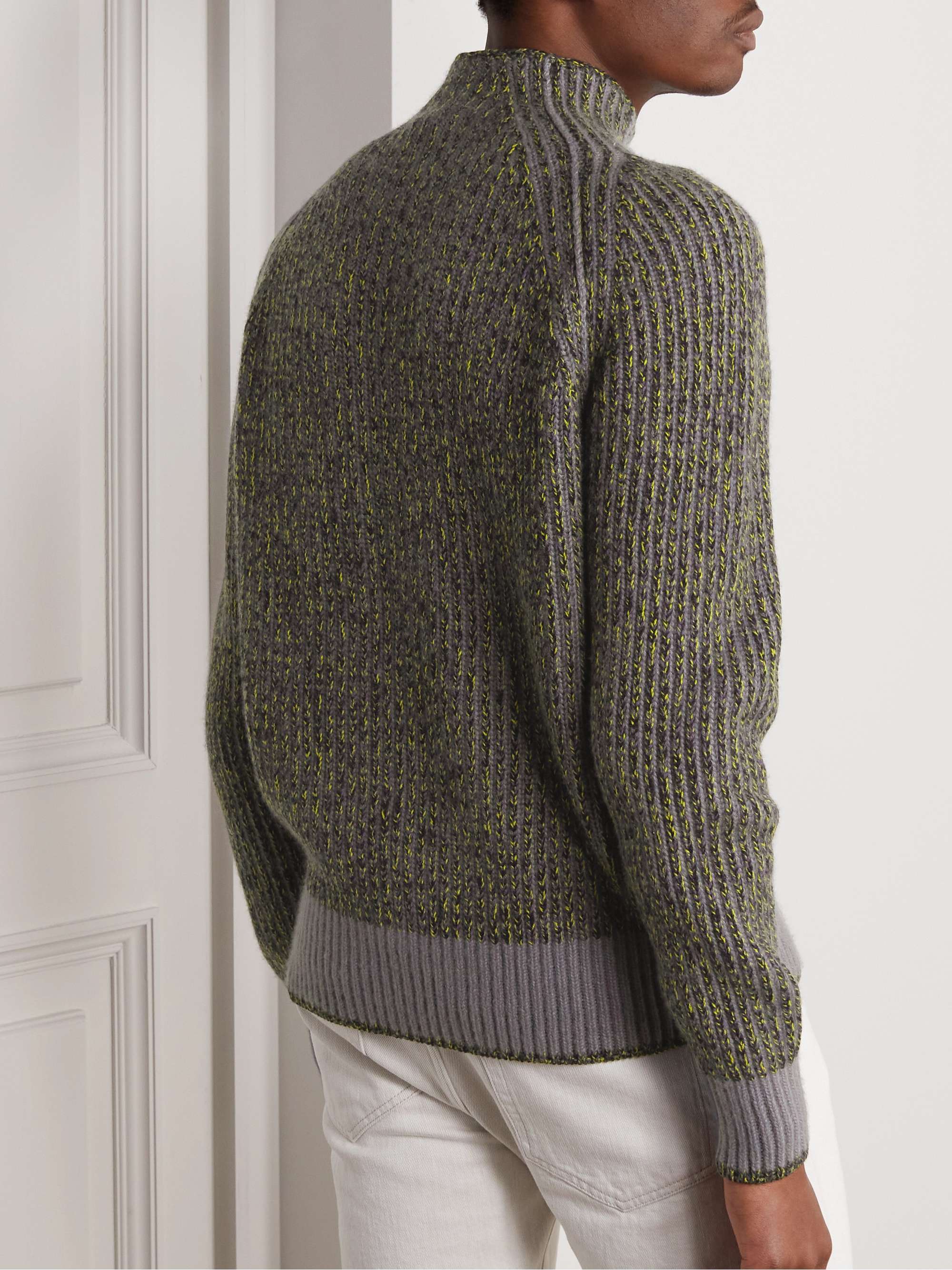 Snow Wander Ribbed Cashmere and Silk-Blend Mock-Neck Sweater view