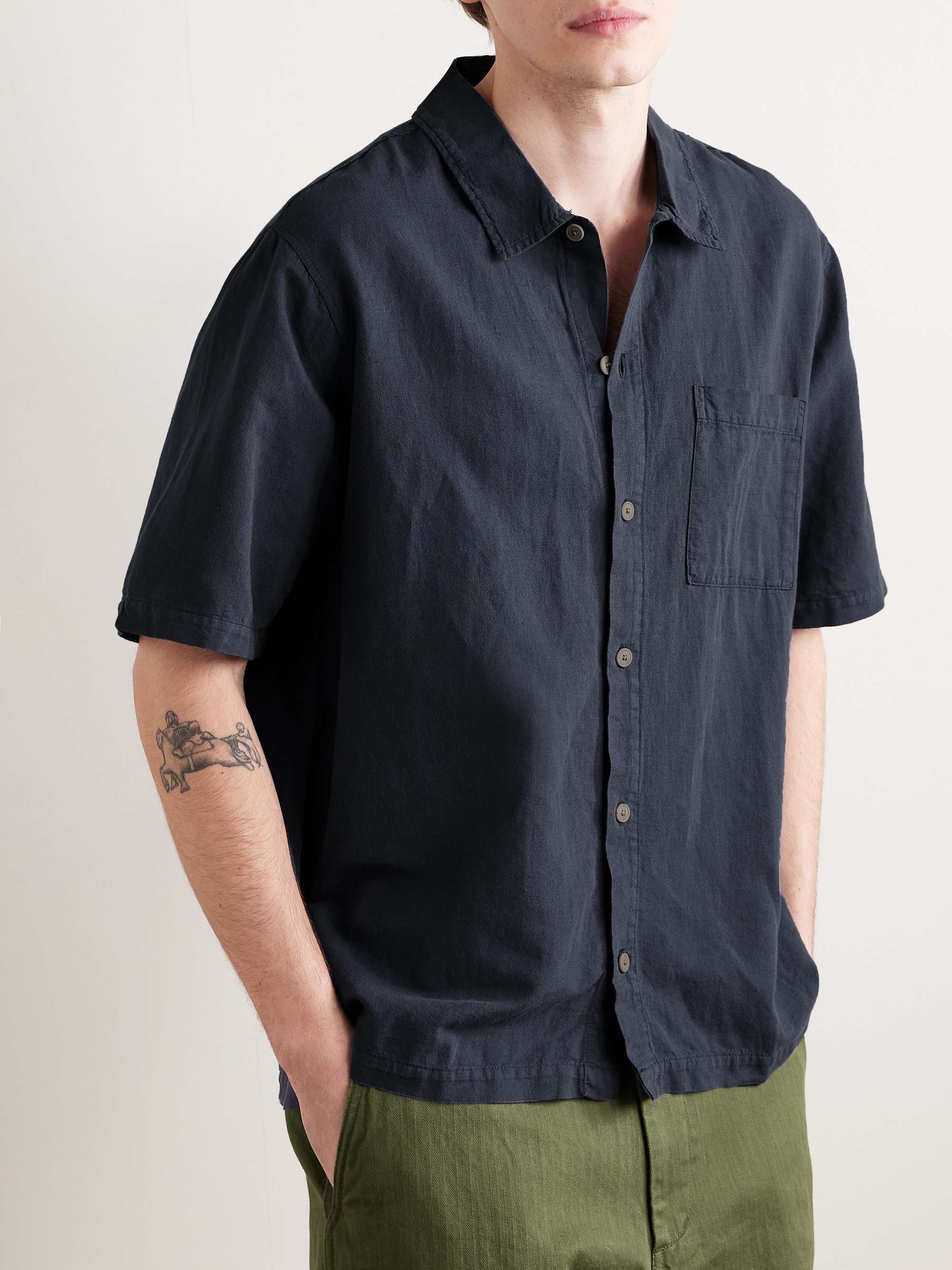 Gabe Linen and Cotton-Blend Shirt view