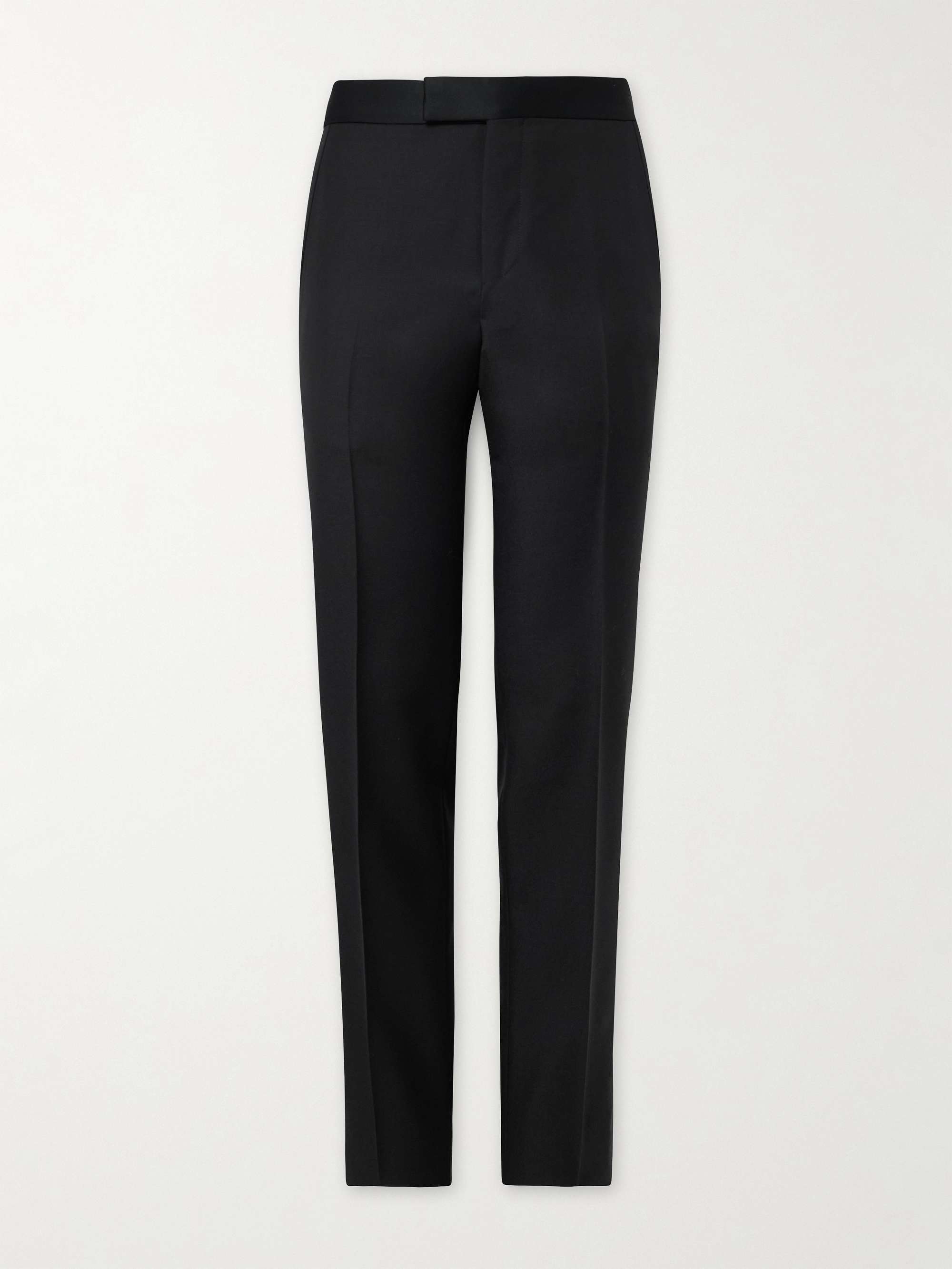 Straight-Leg Satin-Trimmed Wool and Mohair-Blend Tuxedo Trousers view