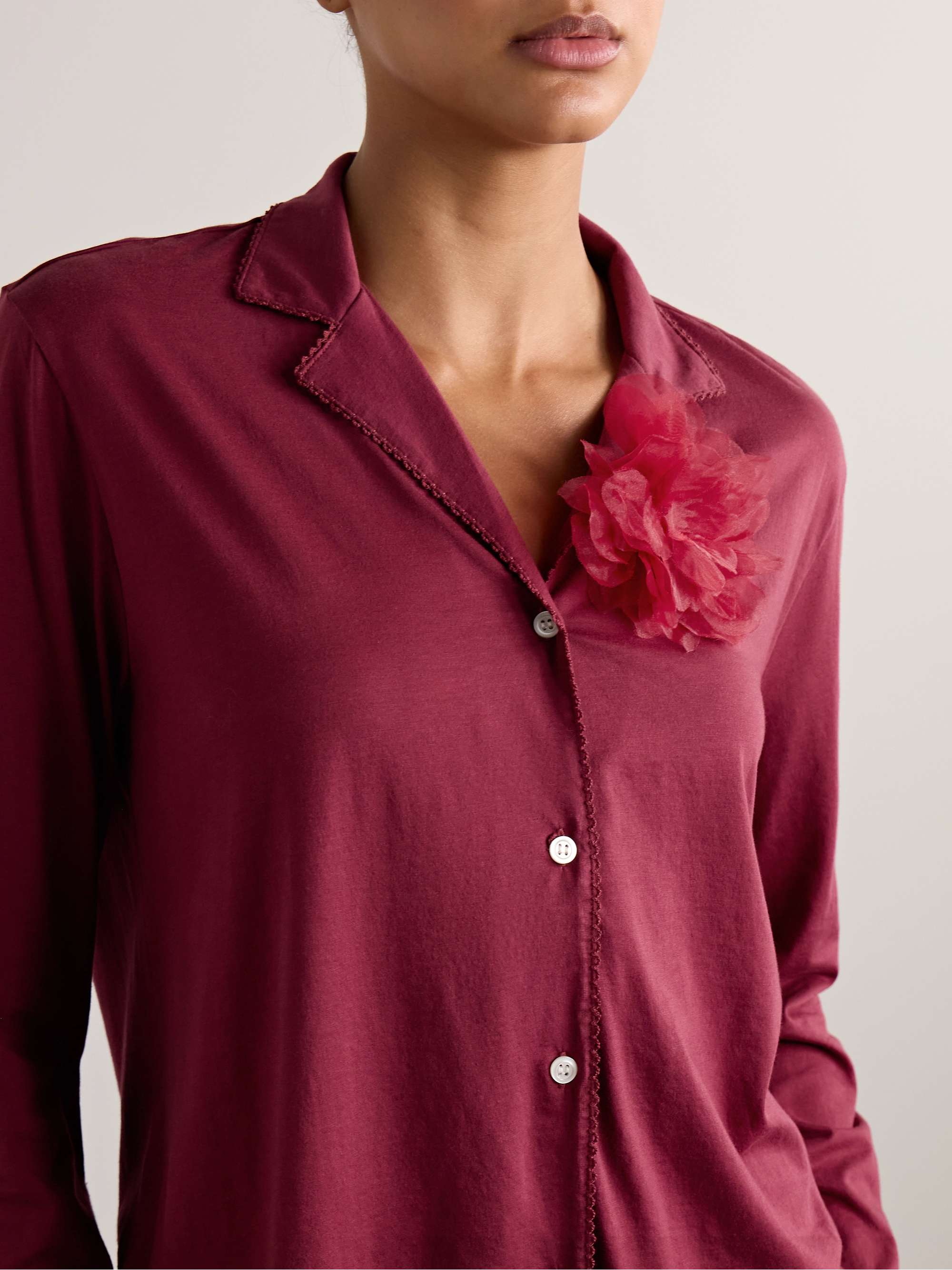 Camellia organic Pima cotton-jersey pajama set view
