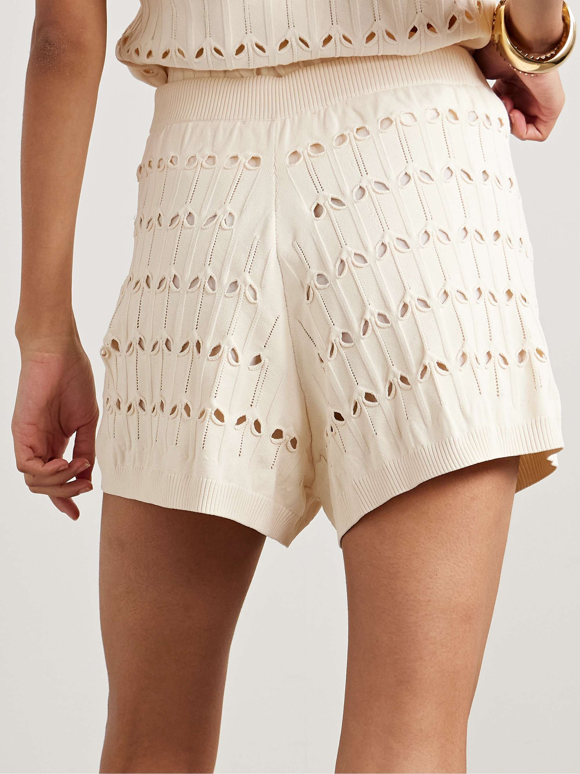 Rhiannon cutout pointelle-knit shorts view