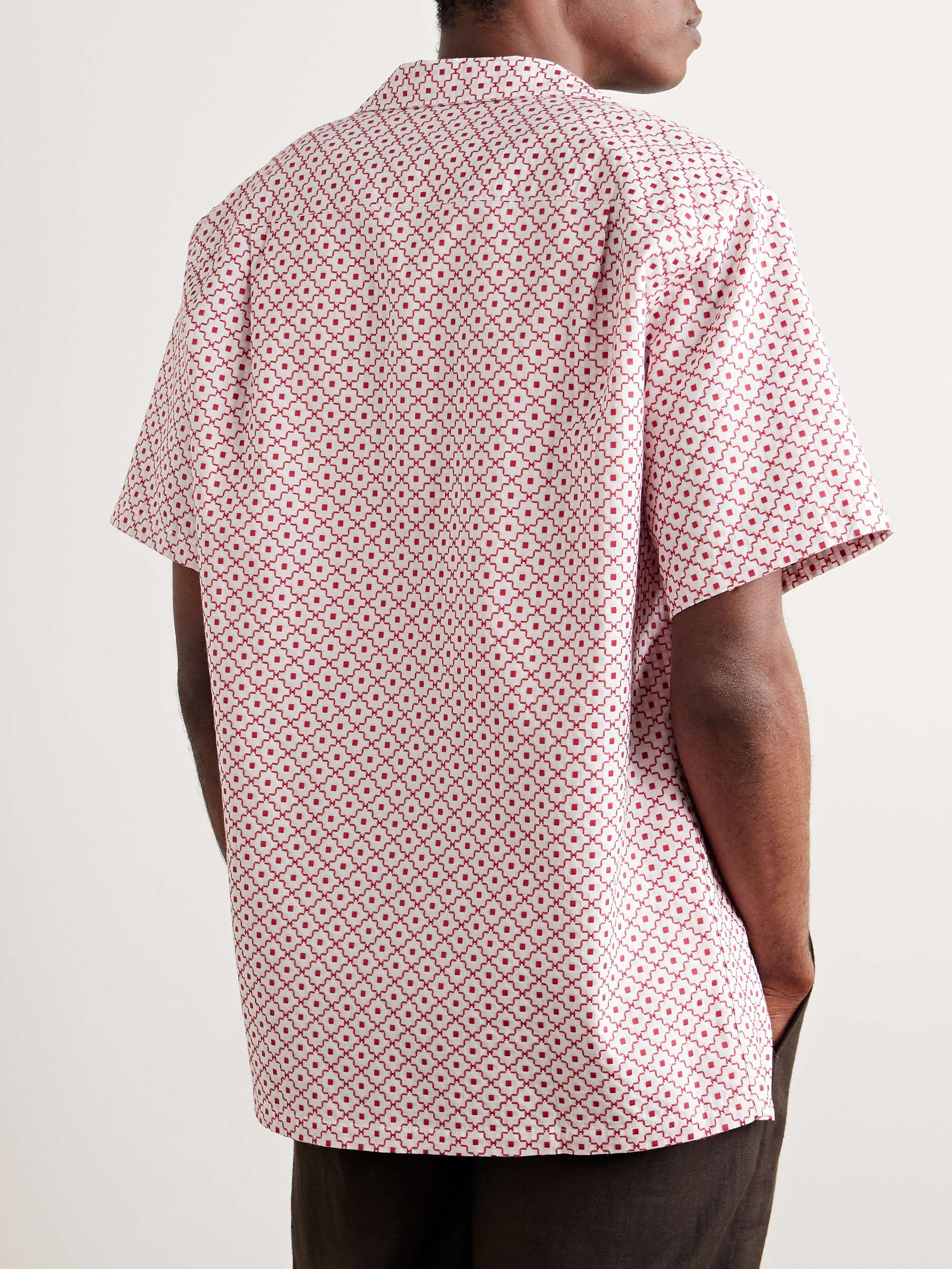 Tile Convertible-Collar Organic Cotton-Jacquard Shirt view