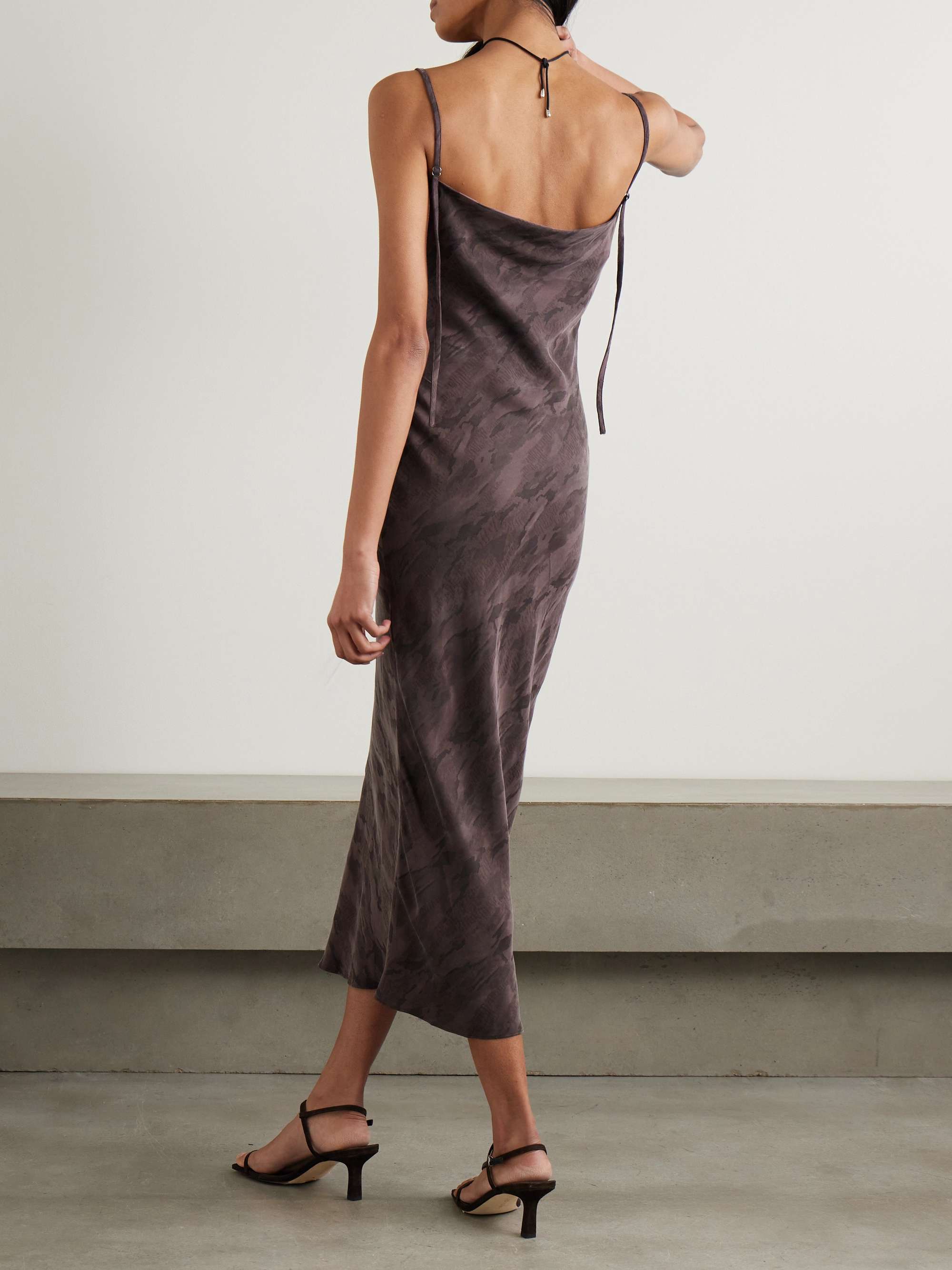 Printed satin midi dress view