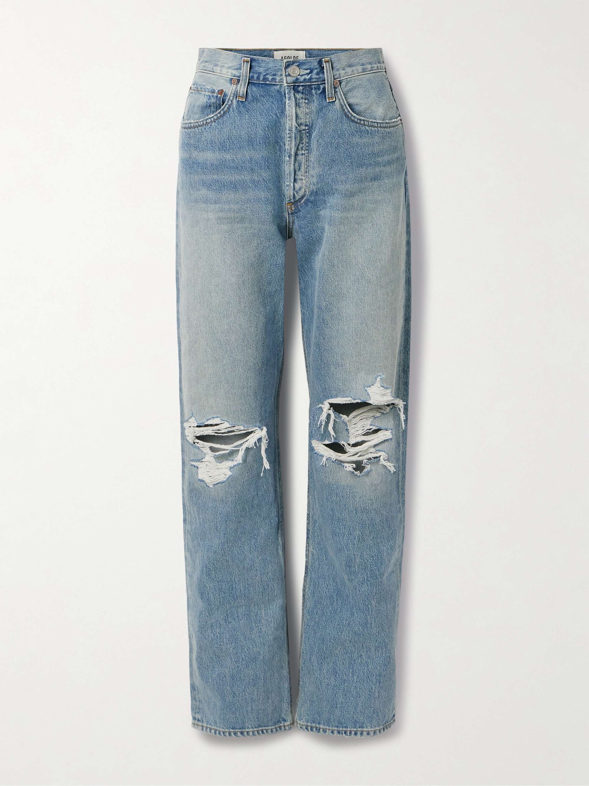 Kelly distressed high-rise straight-leg jeans view
