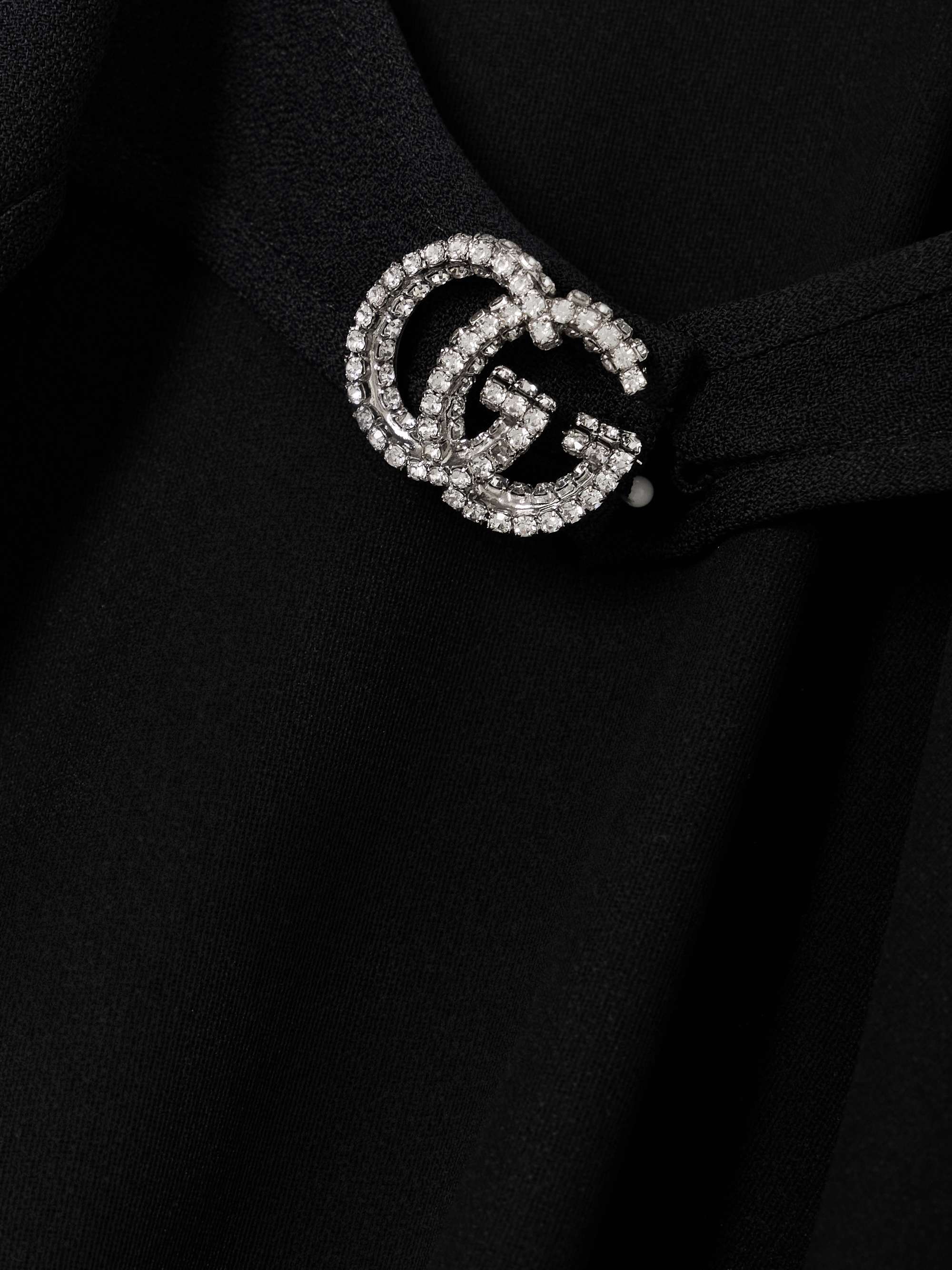 Crystal-embellished open-back crepe gown view