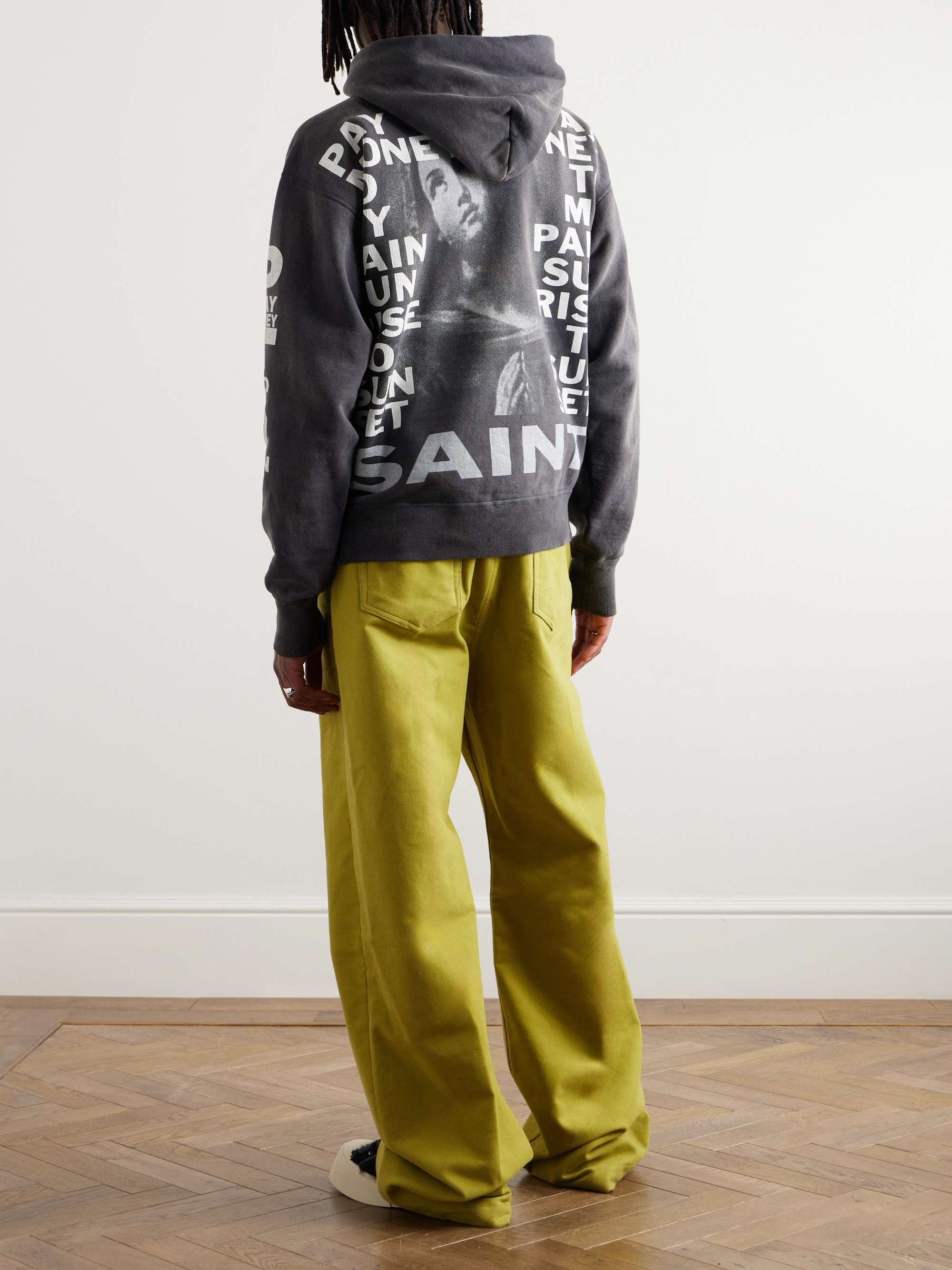 Pay Money to My Pain Distressed Printed Cotton-Jersey Hoodie view