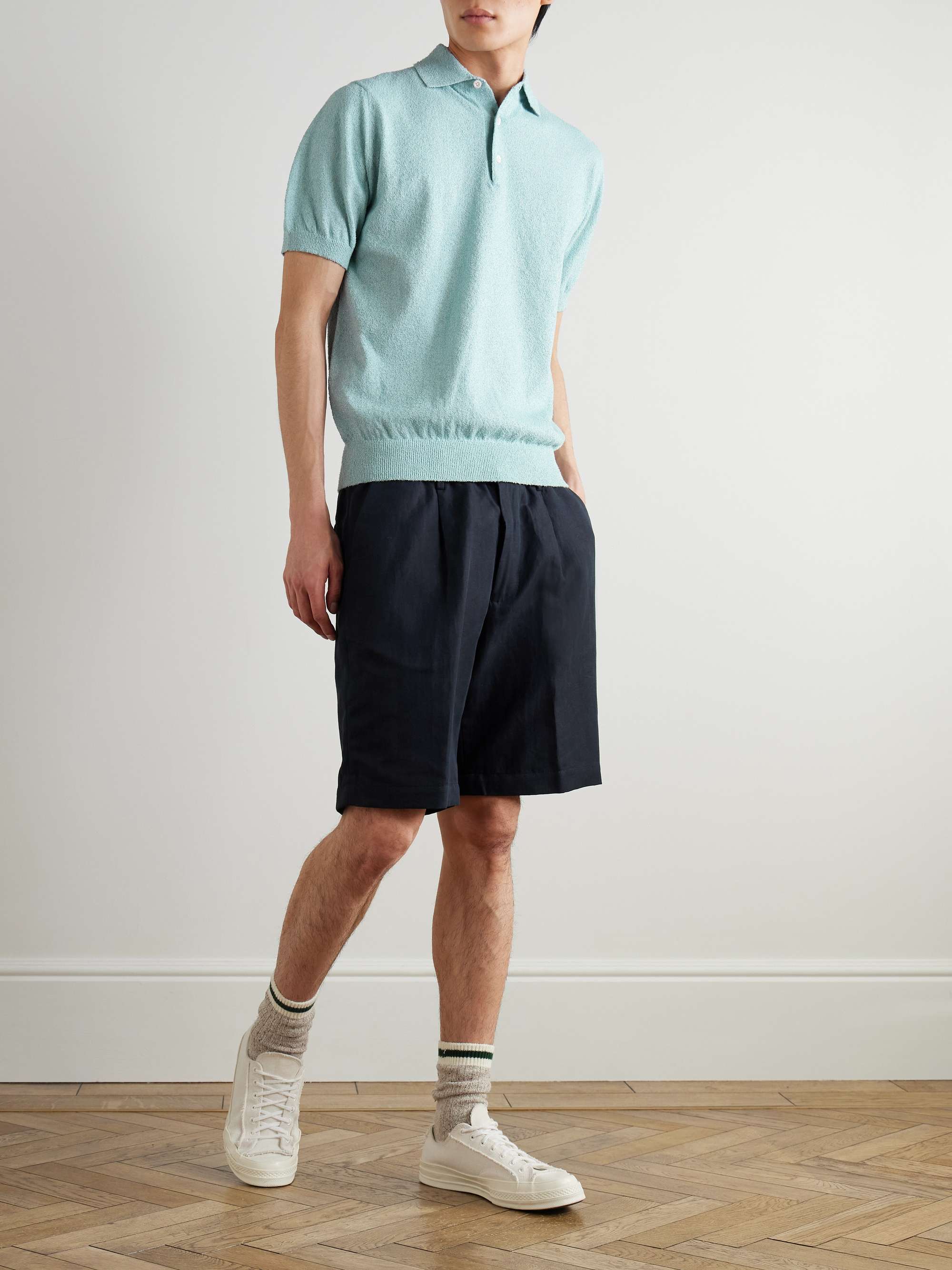 Cotton-Blend Bouclé Polo Shirt view