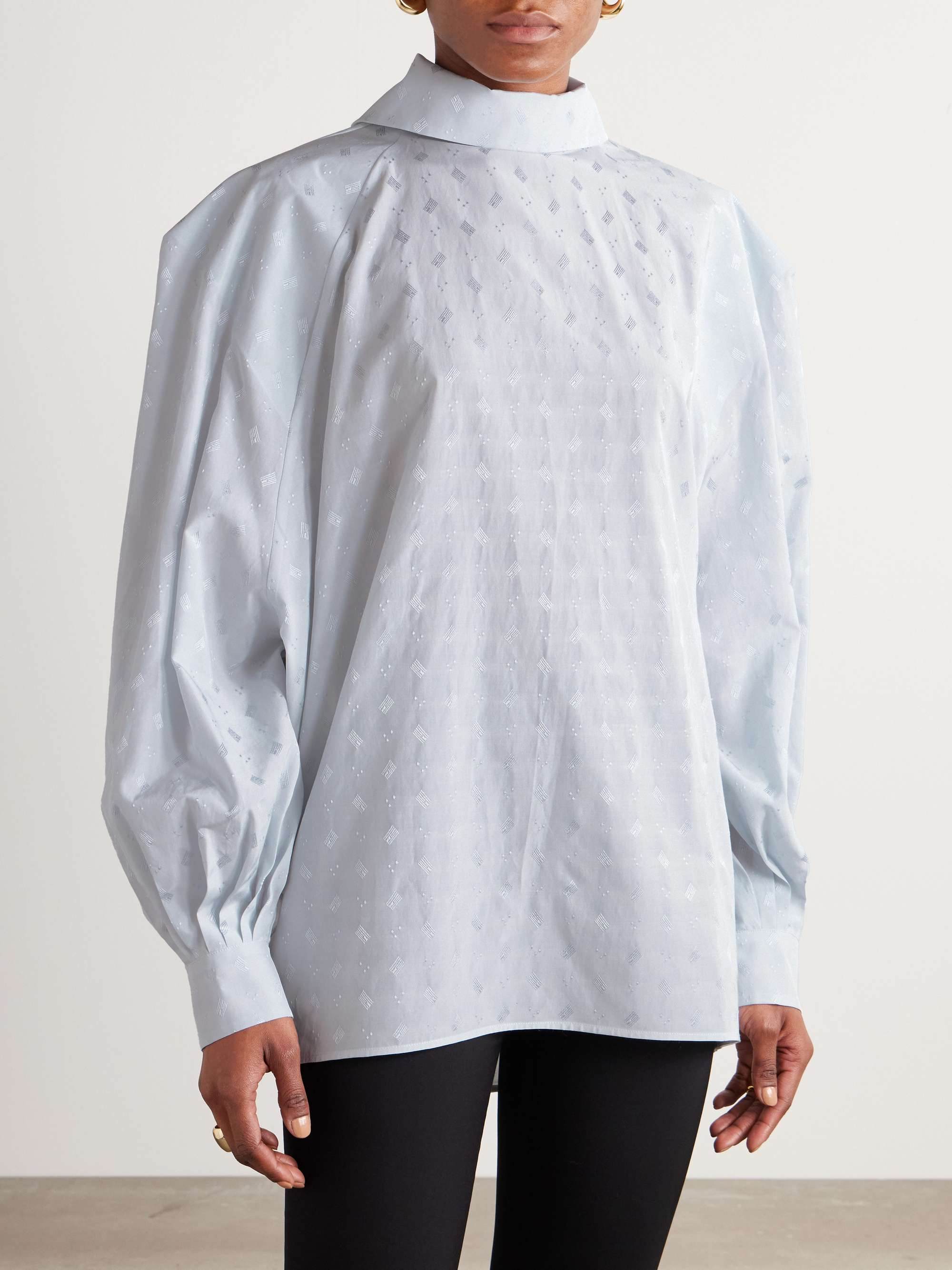 Oversized jacquard poplin blouse view