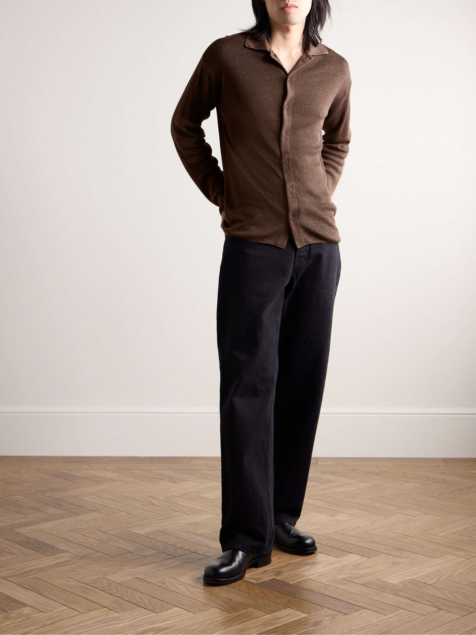 Lorde Ribbed Linen and Silk-Blend Shirt view