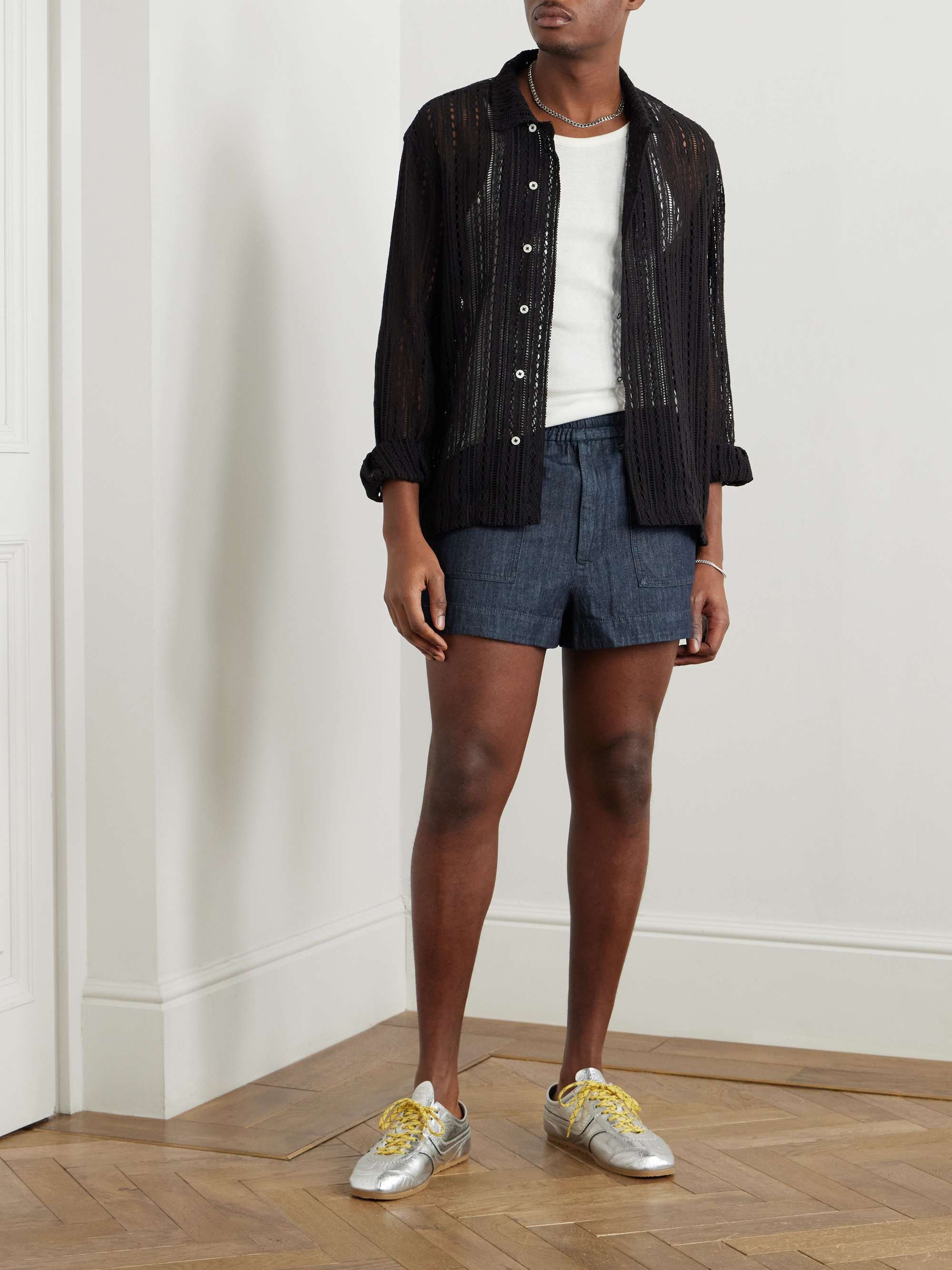 Slim-Fit Denim Cargo Shorts view
