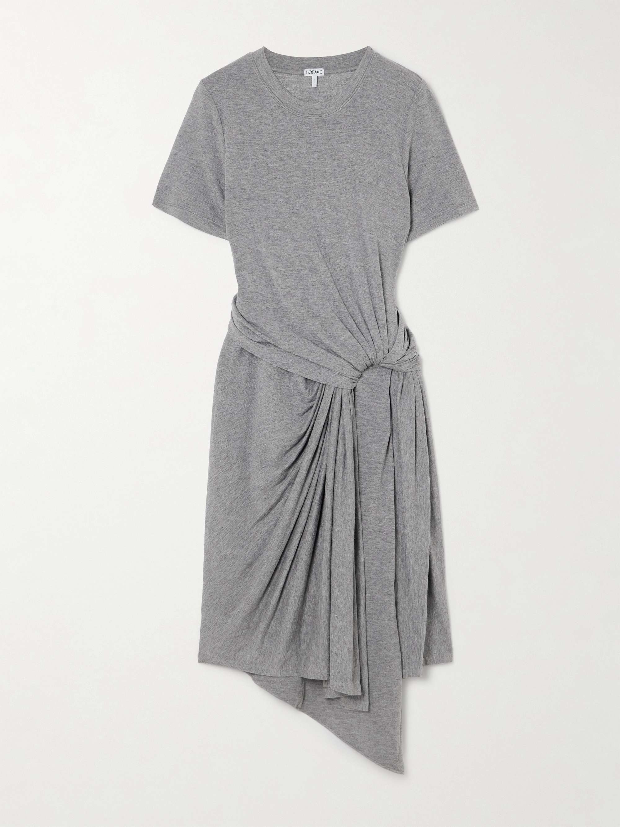 Asymmetric knotted jersey midi dress view