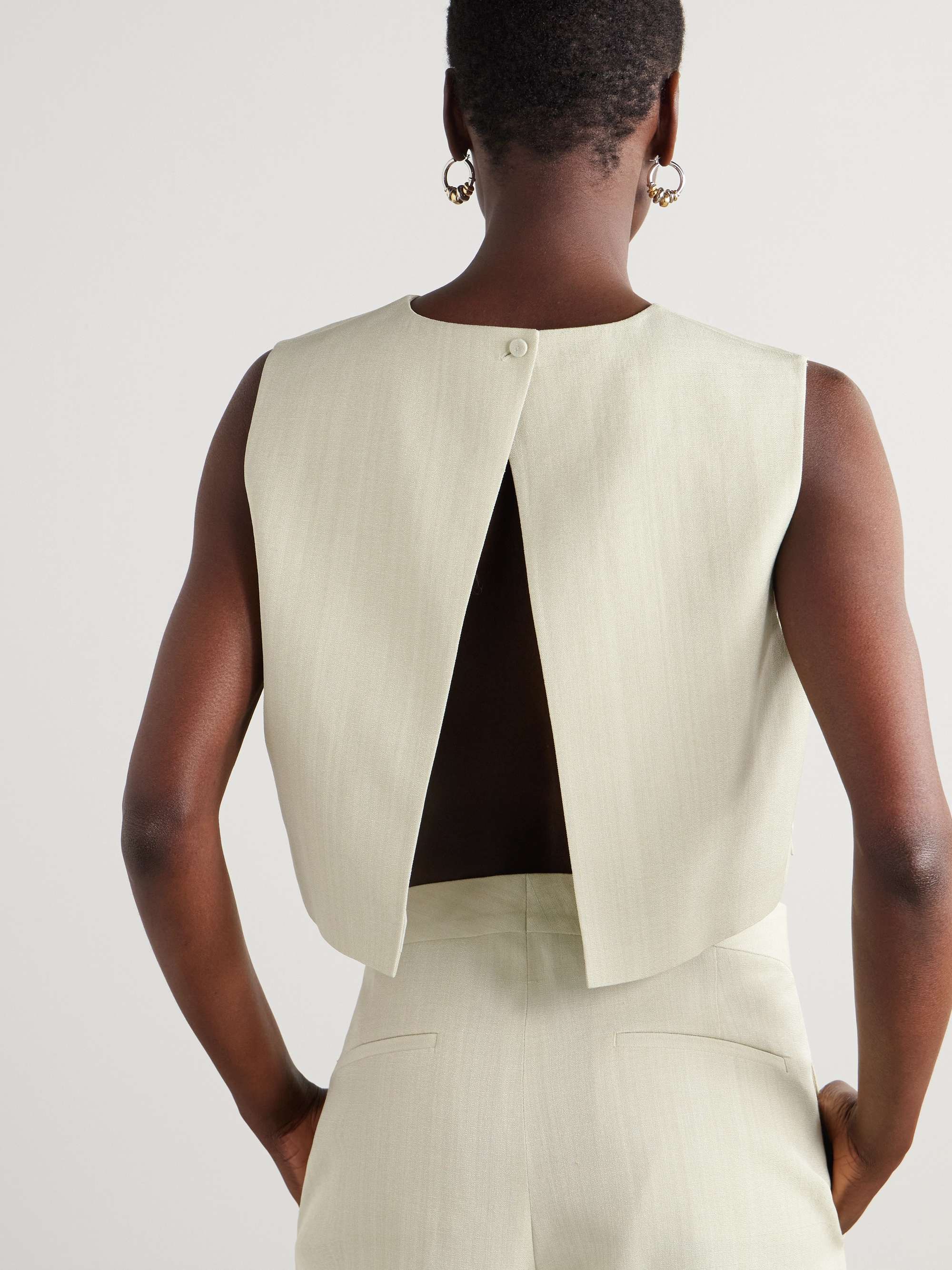 Cropped woven vest view