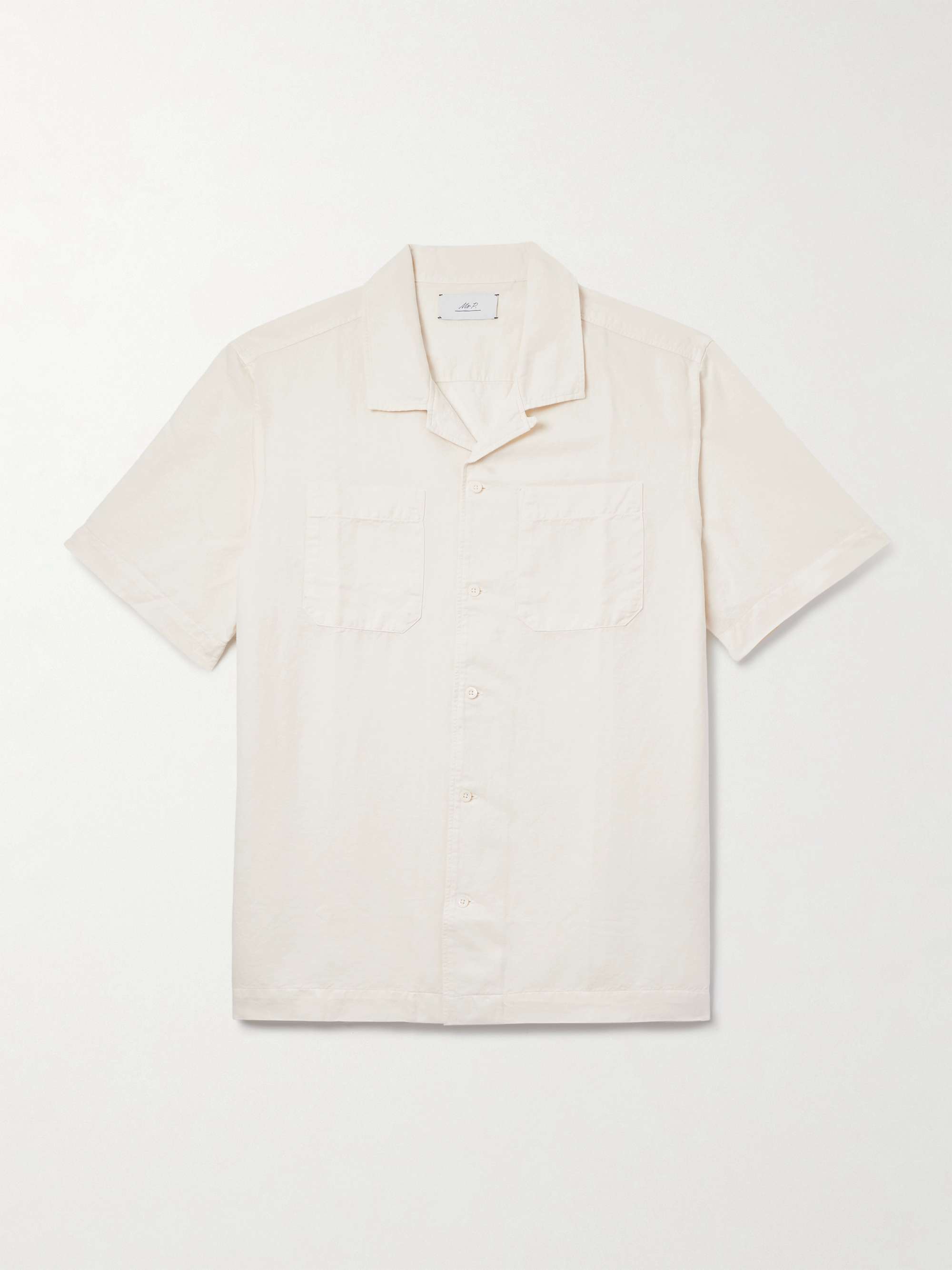 Camp-Collar Cotton and Linen-Blend Twill Shirt view