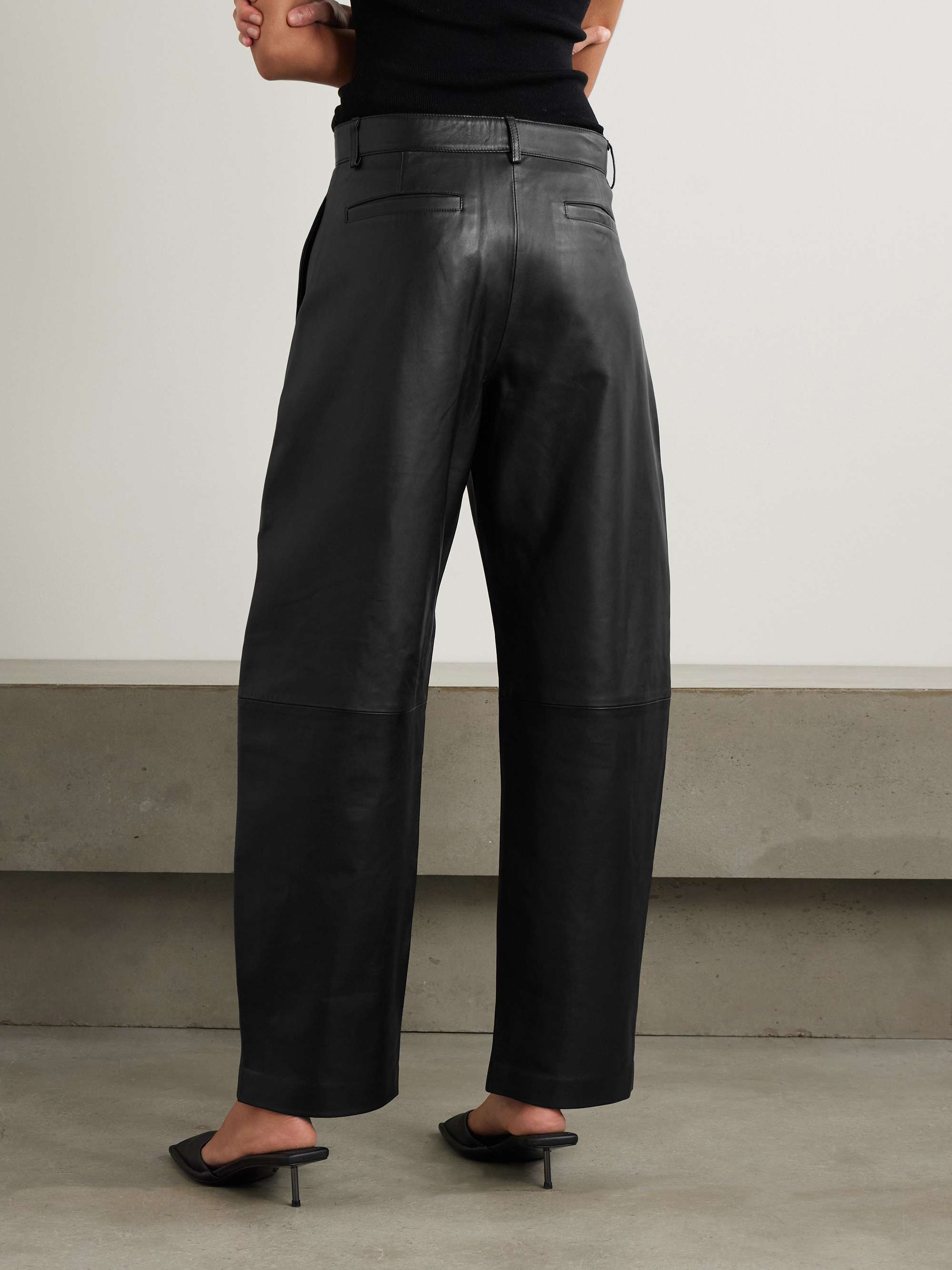 Leather tapered pants view