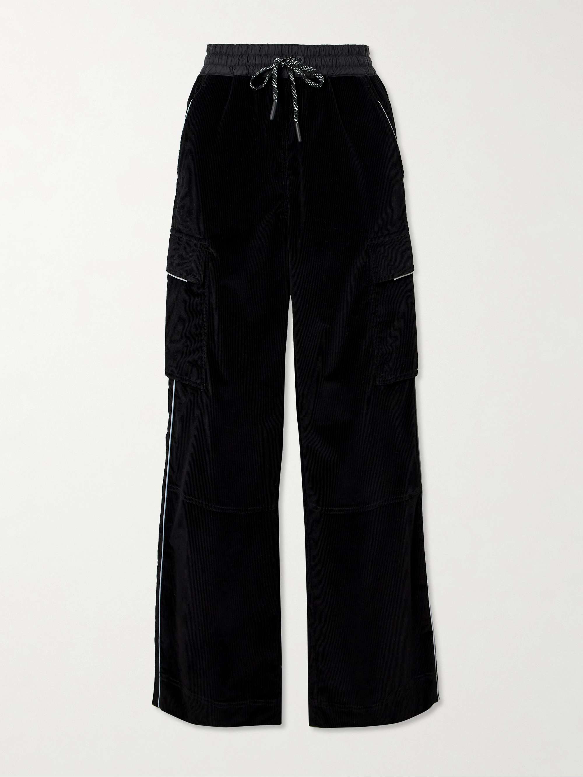 Shell-trimmed stretch cotton-corduroy wide-leg pants view