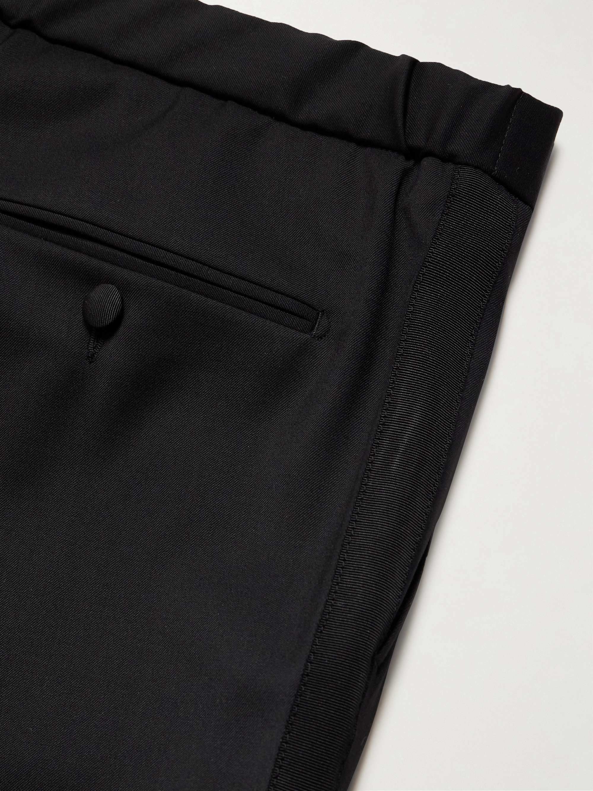 Tapered Grosgrain-Trimmed Wool Drawstring Tuxedo Trousers view