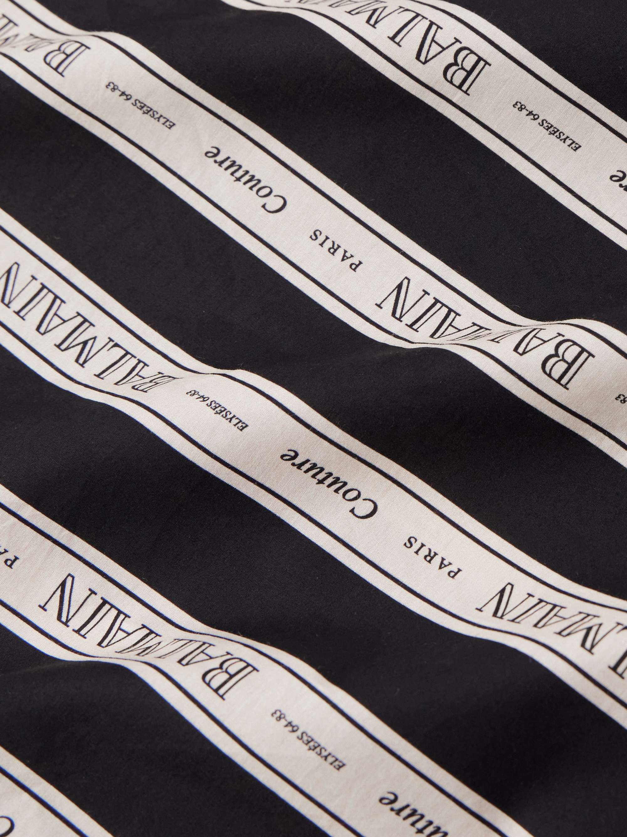 Camp-Collar Logo-Print Striped Cotton-Poplin Shirt view