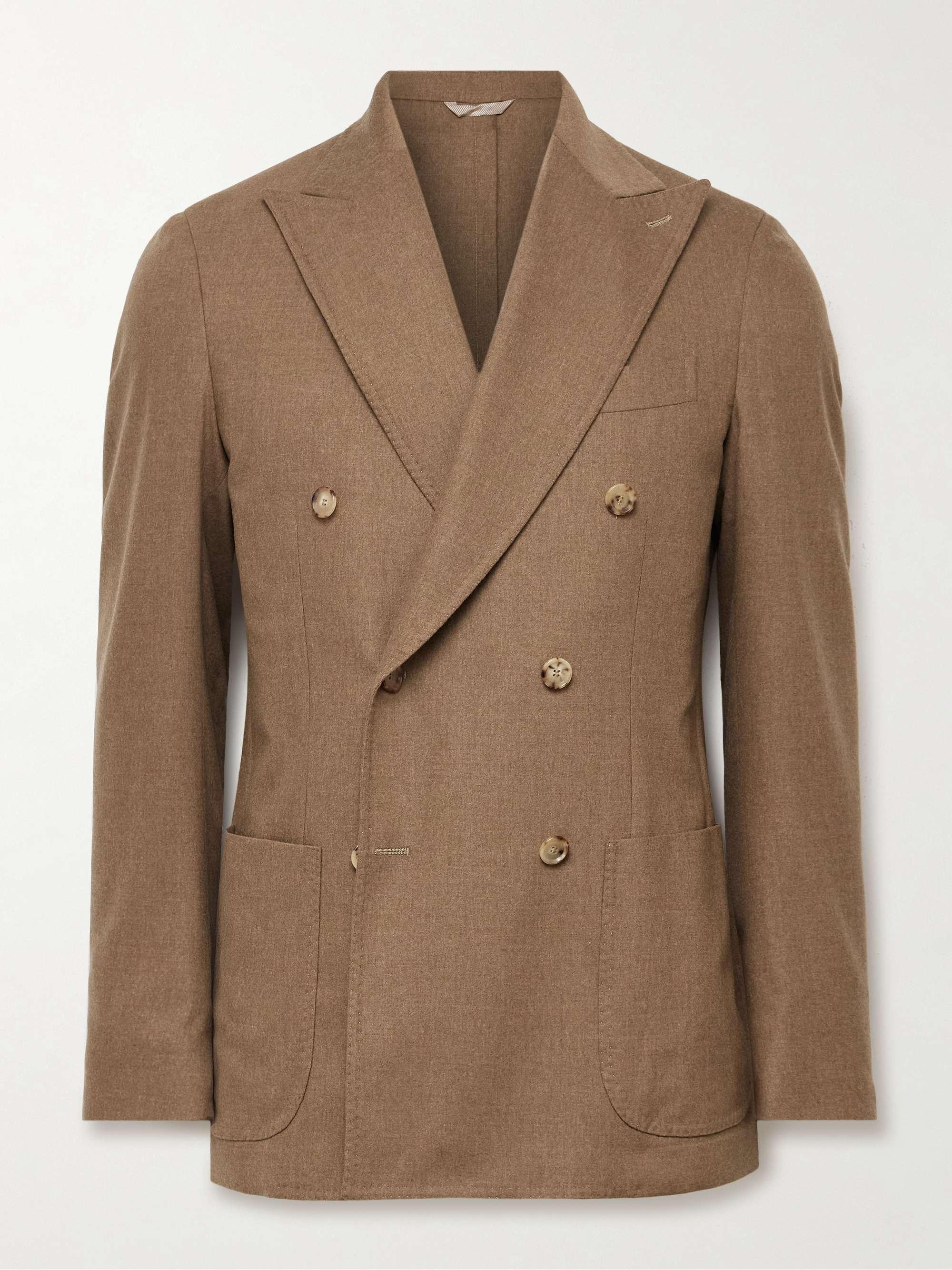 Unstructured Double-Breasted Wool-Blend Suit Jacket view