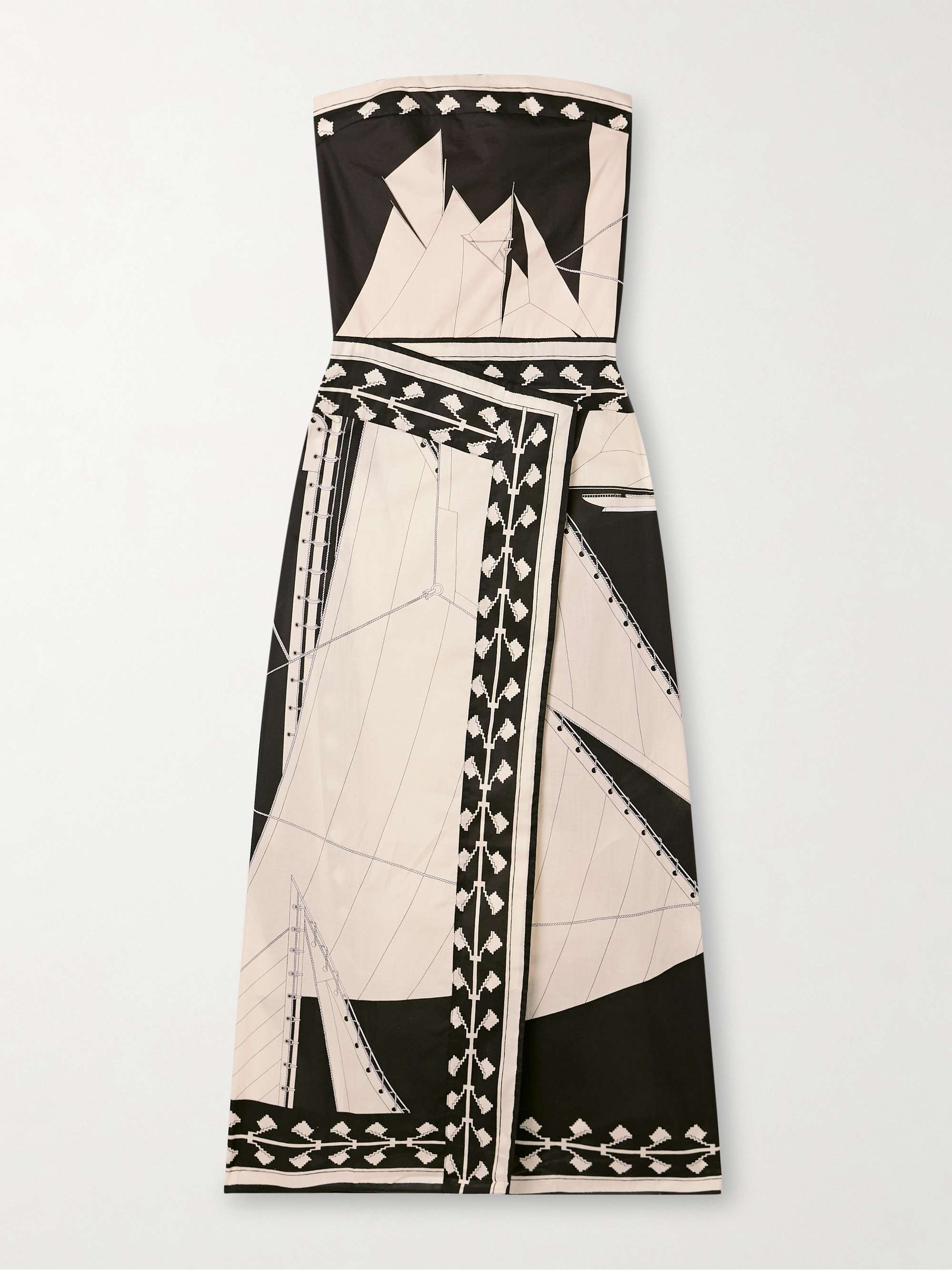 Sailboats Pontoon Afternoon strapless printed organic cotton wrap-effect midi dress view