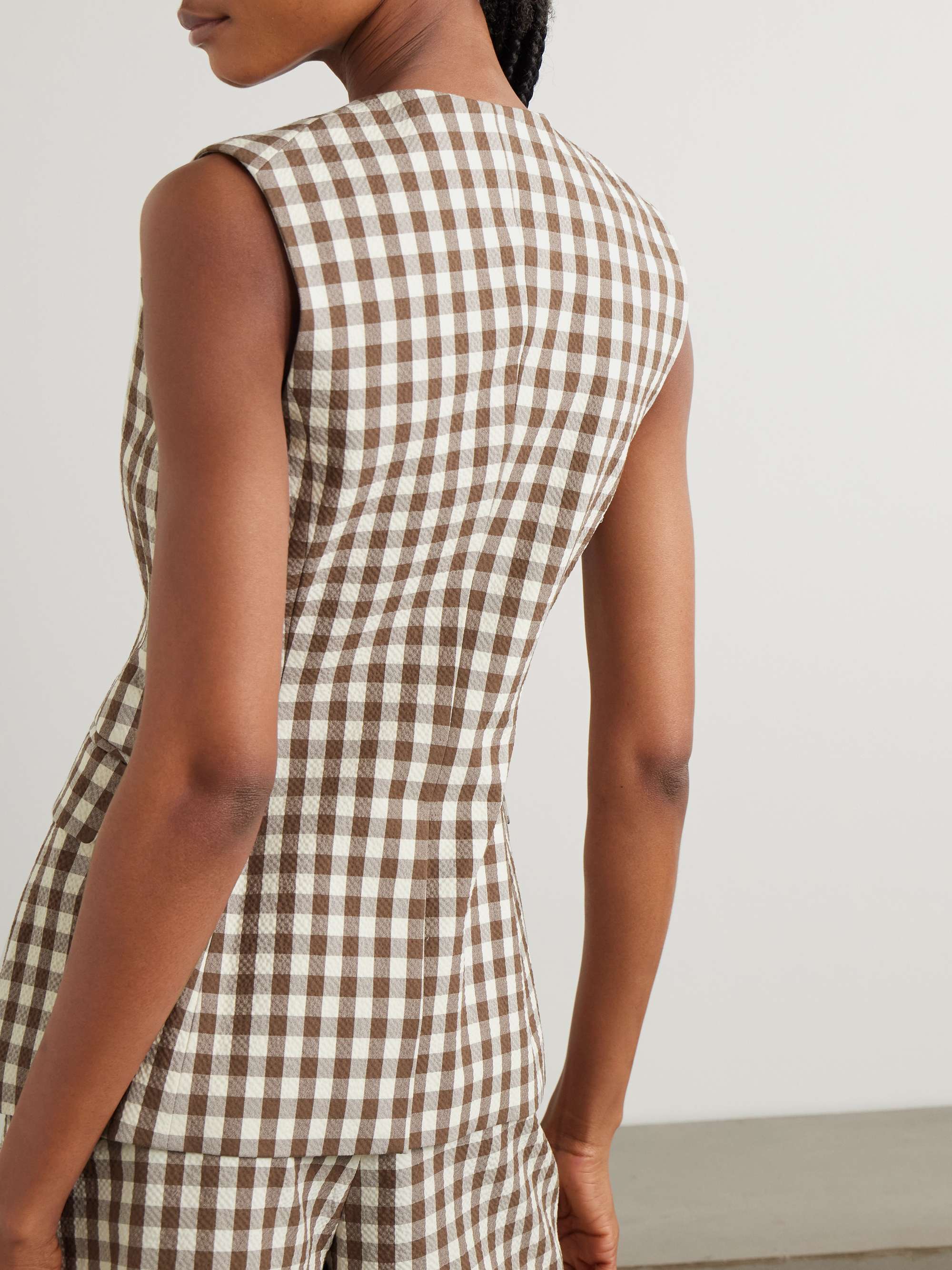 Lois gingham cotton-blend seersucker vest view