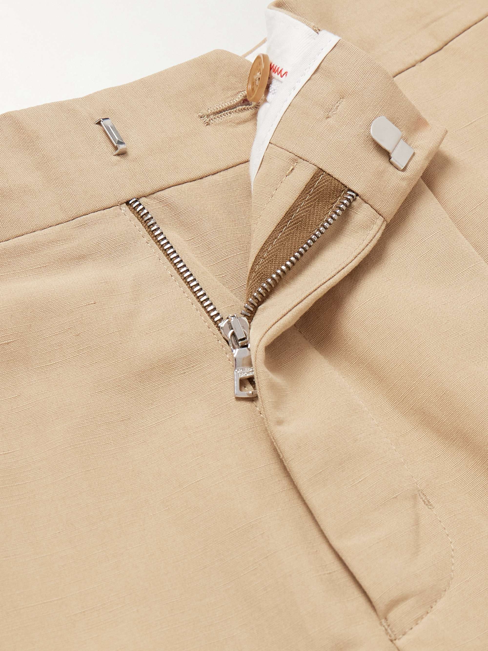 Carsyn Tapered Pleated Linen and Cotton-Blend Trousers view