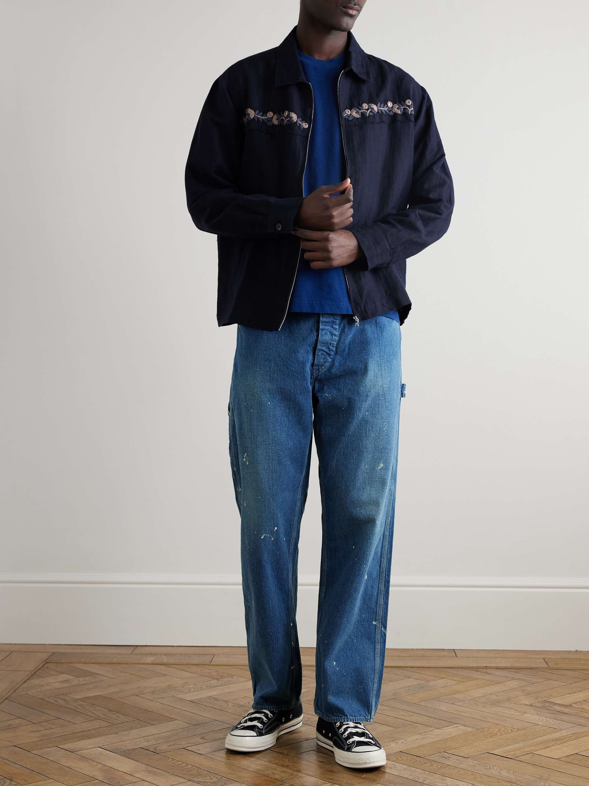 Paint-Splattered Straight-Leg Selvedge Jeans view