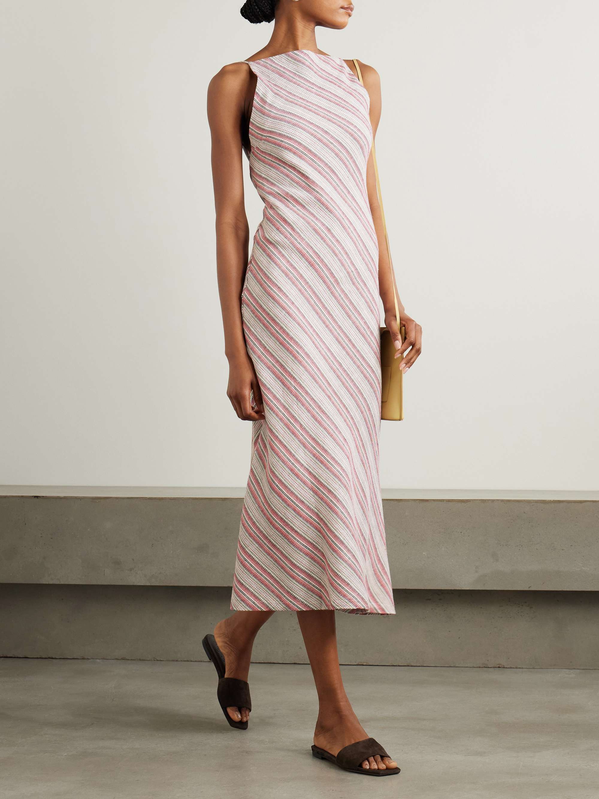 Lison open-back striped linen and cotton-blend midi dress view