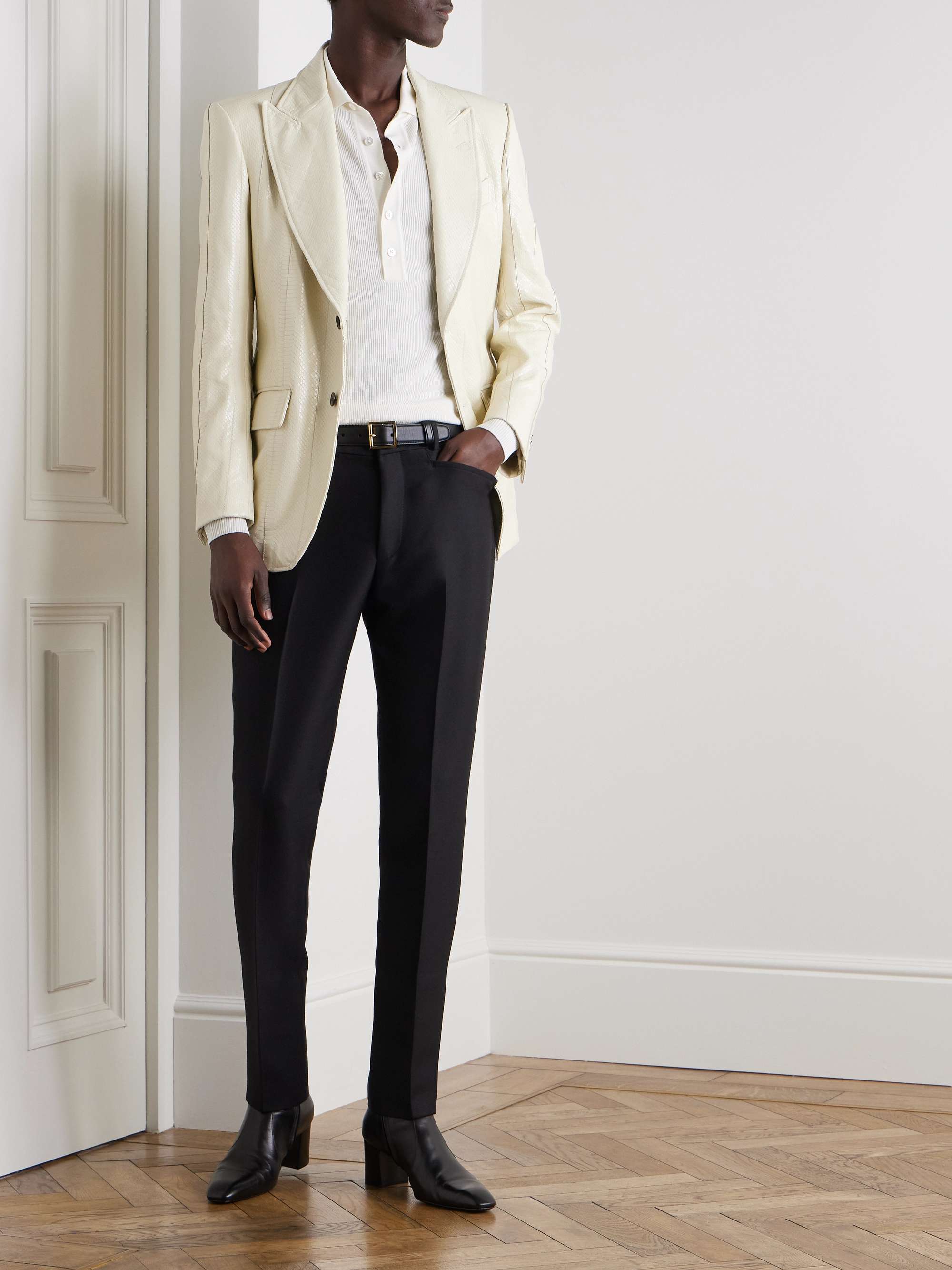 Dyllan Slim-Fit Tapered Wool-Blend Twill Trousers view