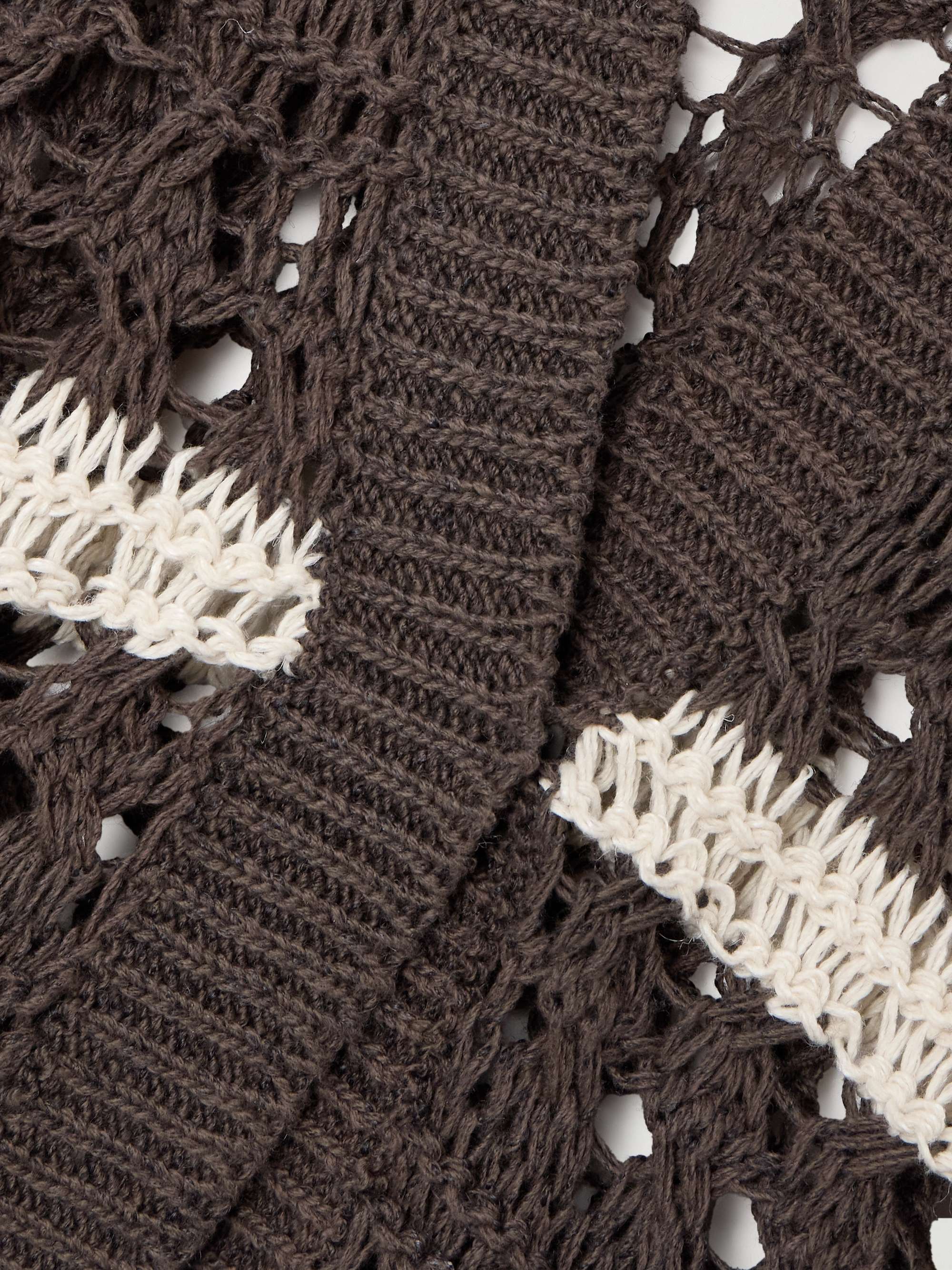 Striped crocheted jute-blend cardigan view
