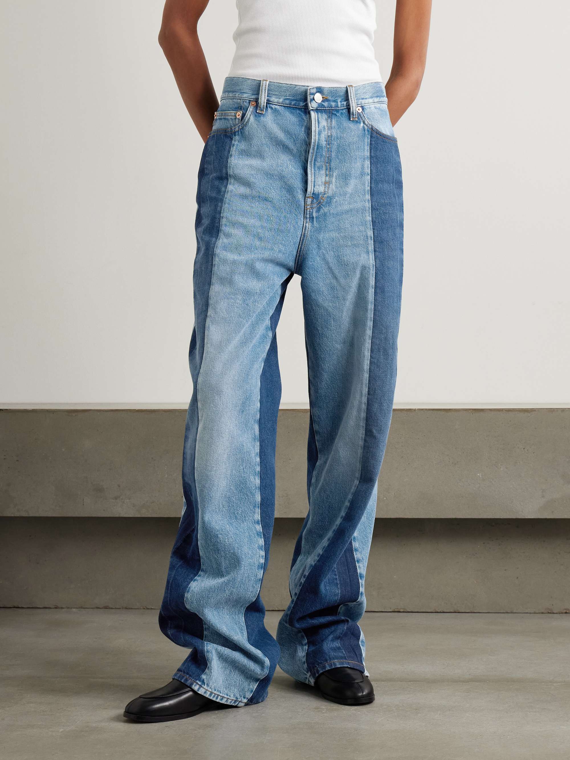 Paneled boyfriend jeans view