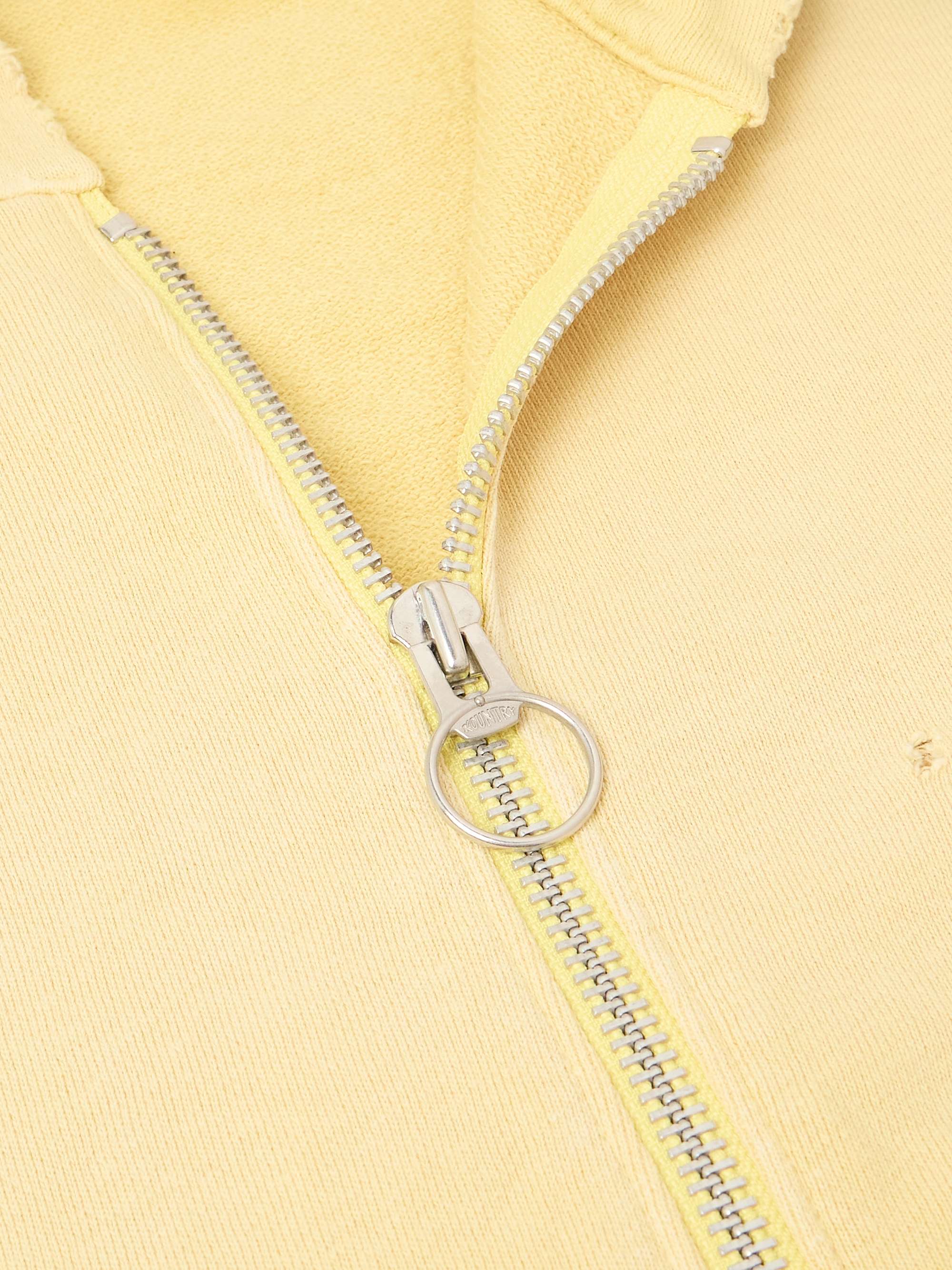 Embelished Distressed Cotton-Jersey Zip-Up Hoodie view