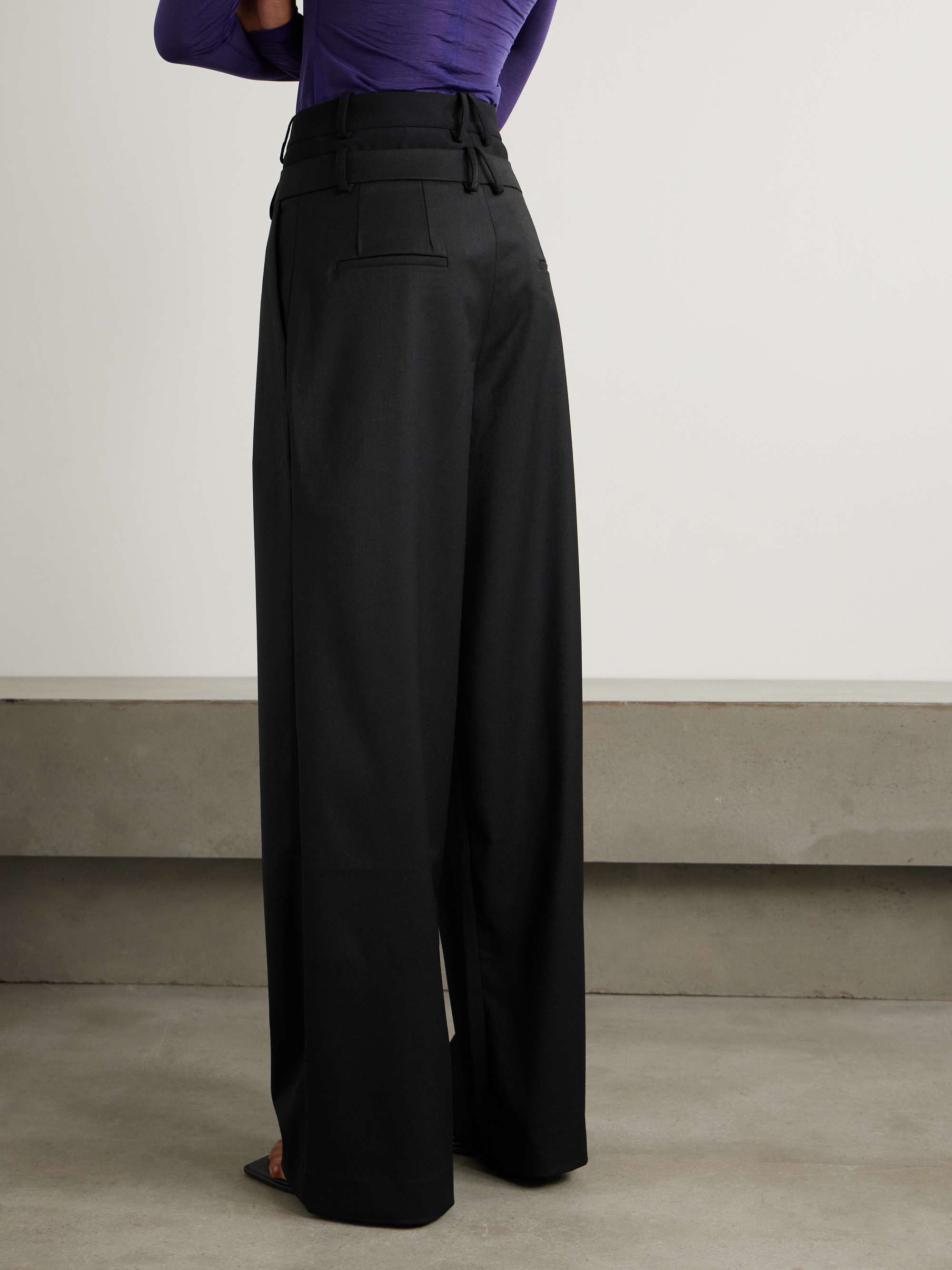 Ivlia layered pleated crepe wide-leg pants view