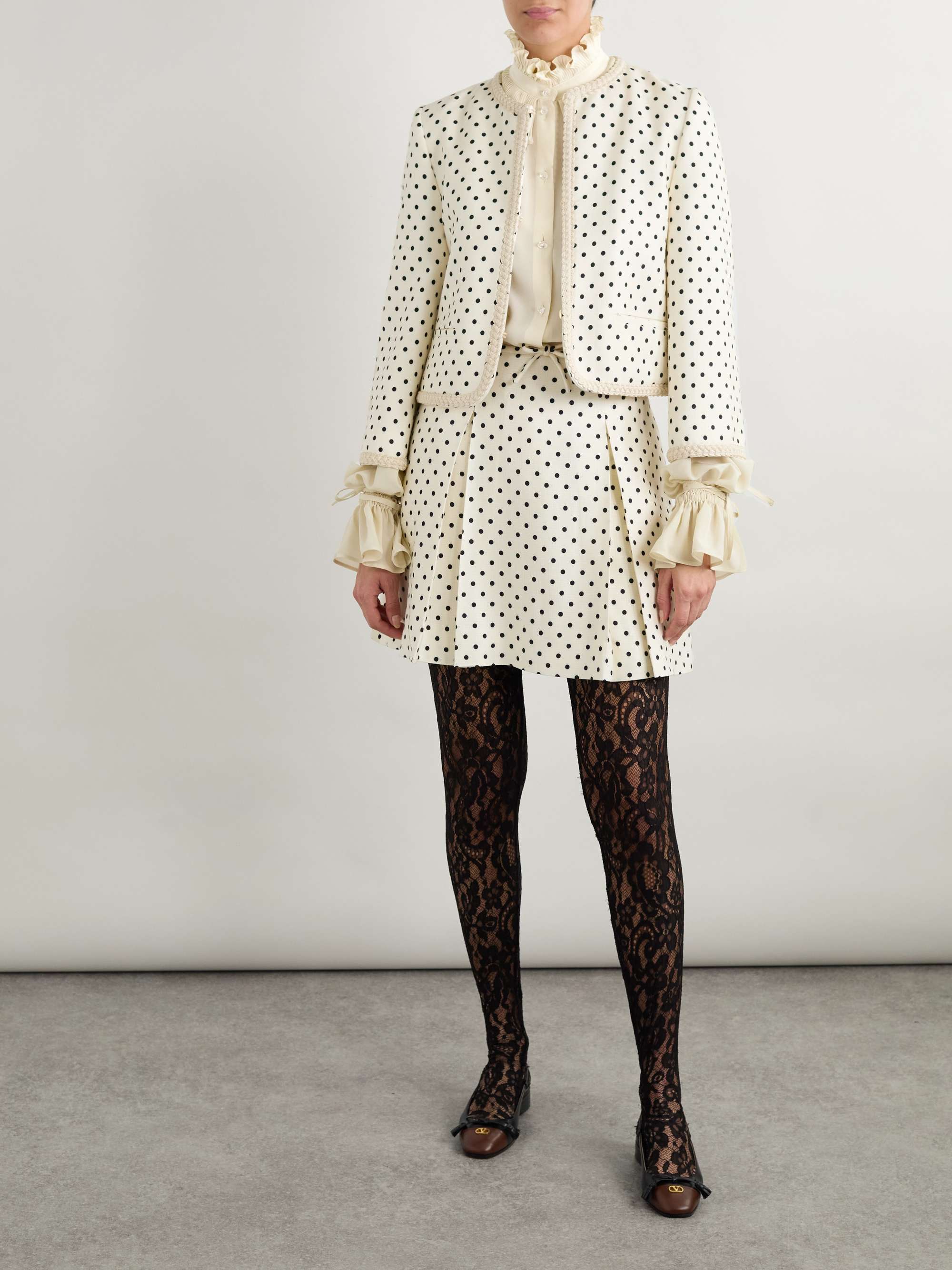 Ruffled silk crepe de chine shirt view