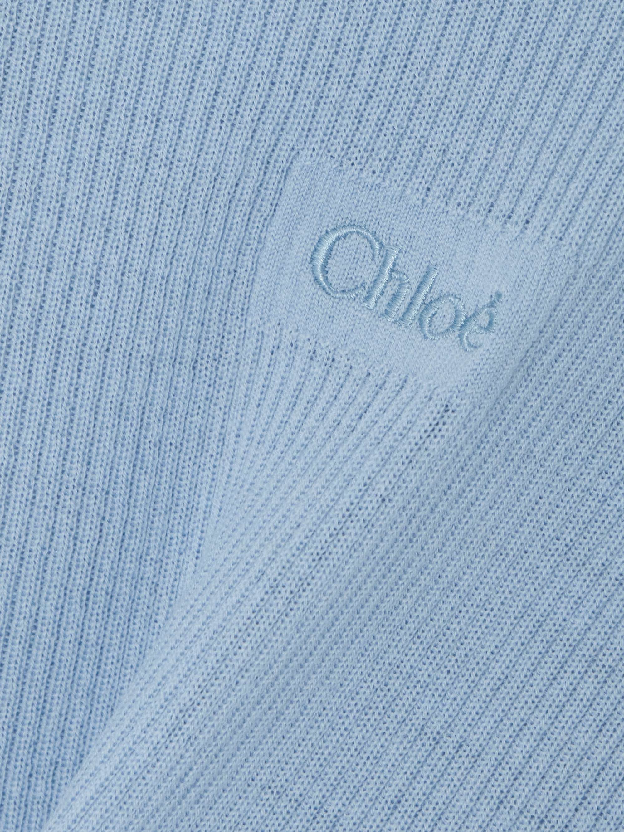 Silk-trimmed ribbed wool sweater view